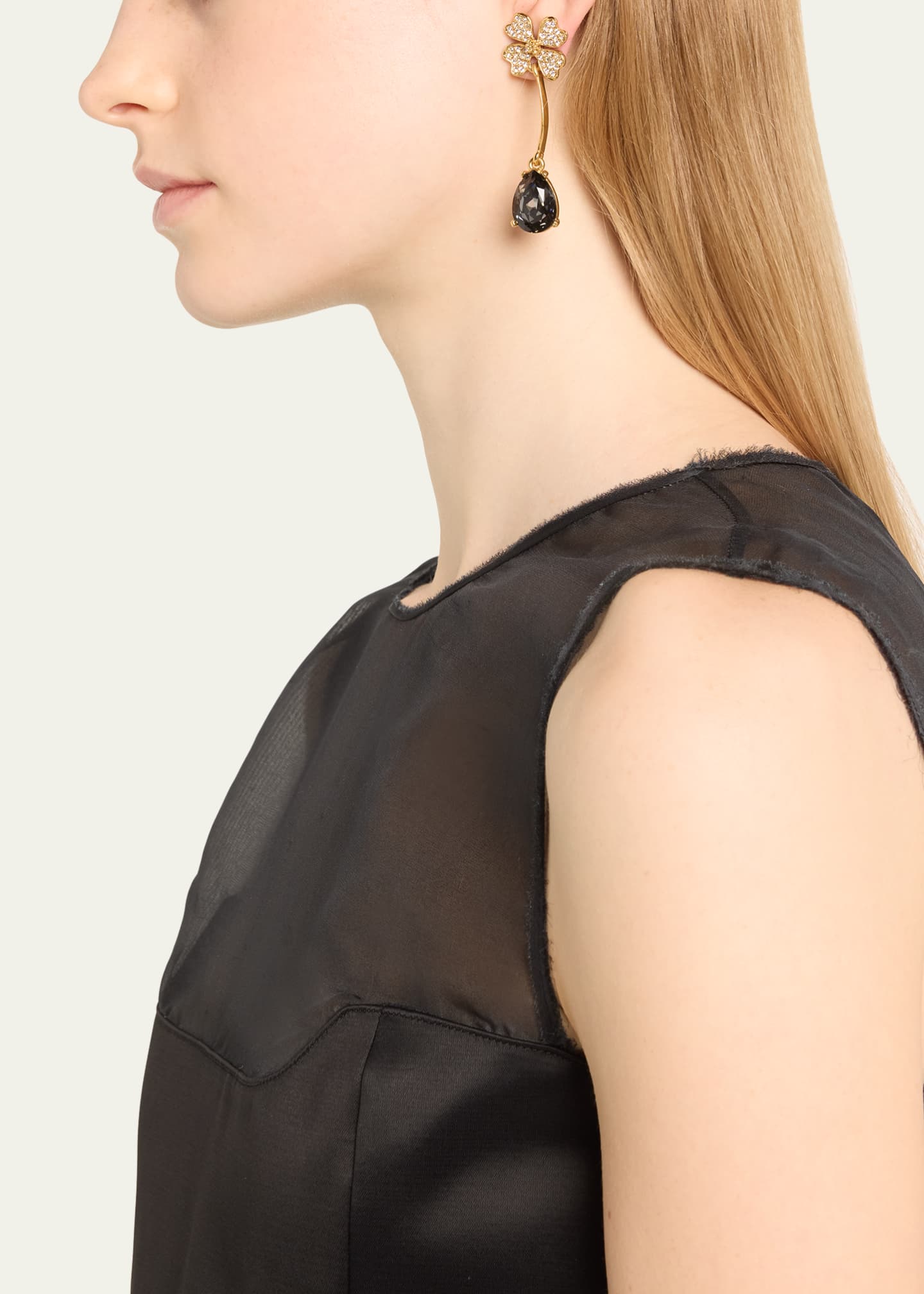 Oscar de la Renta Four Leaf Clover Crystal Chandelier Earrings