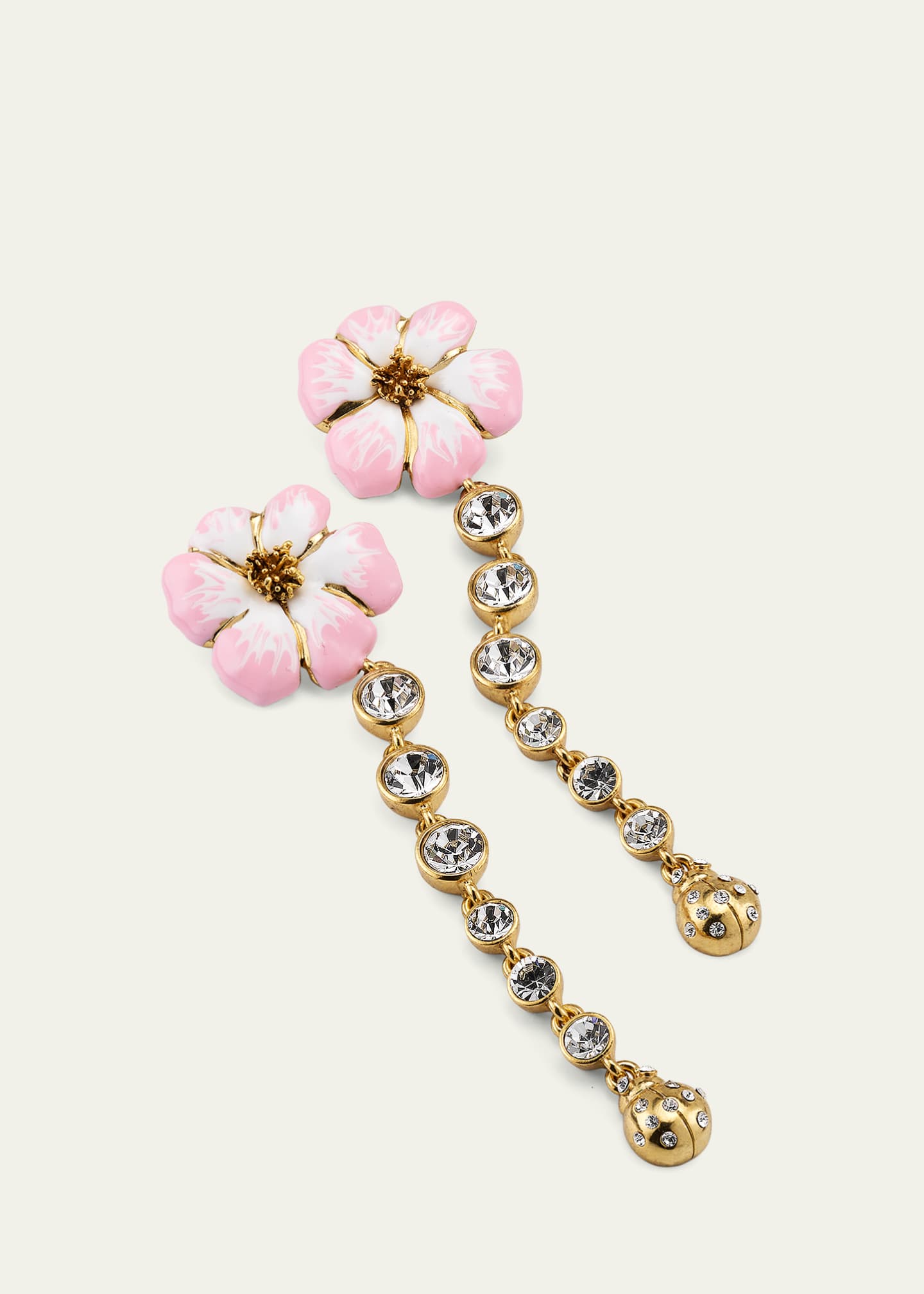 Oscar de la Renta Enamel Flower Strand Earrings Image 3 of 4