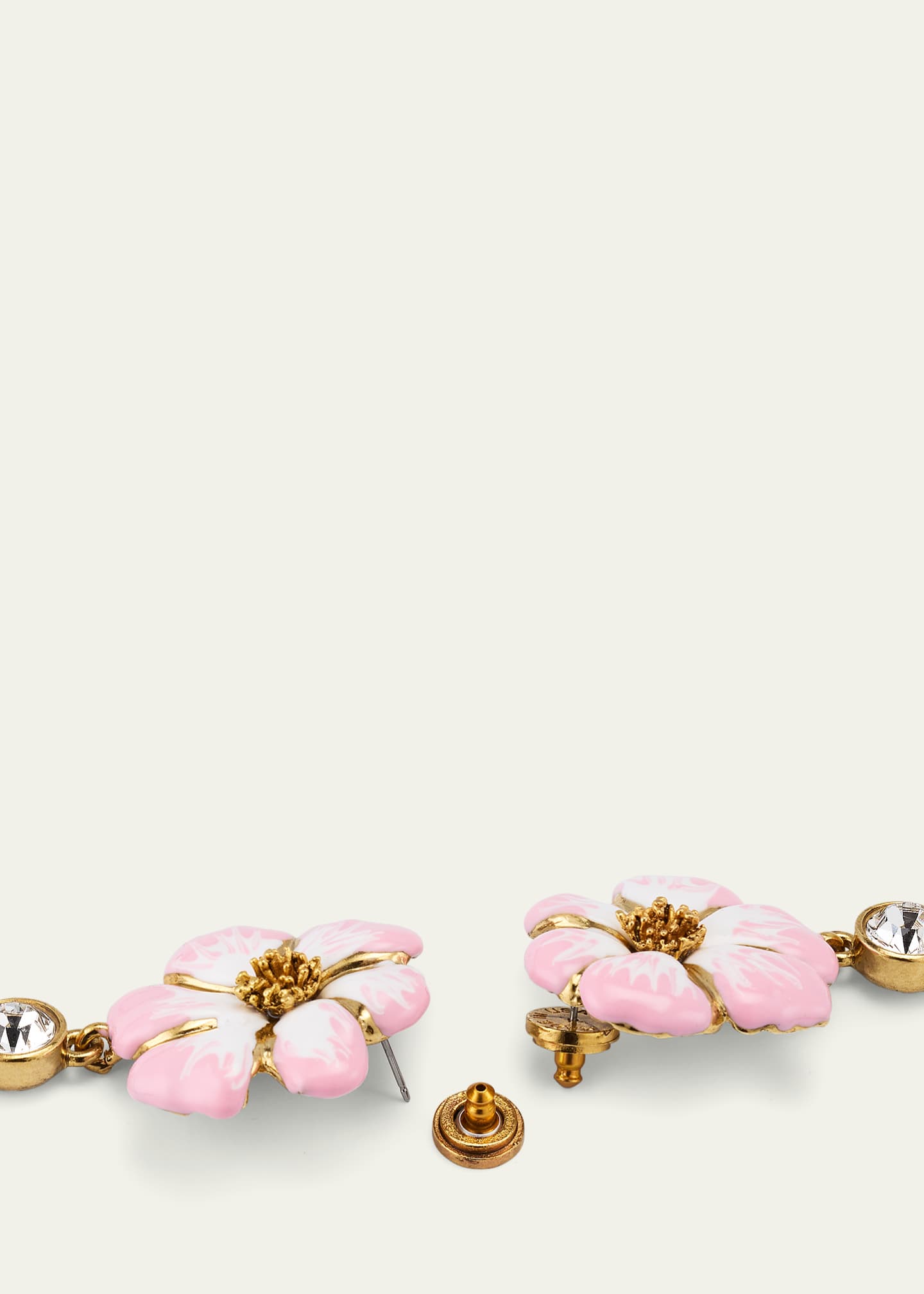 Oscar de la Renta Enamel Flower Strand Earrings Image 4 of 4