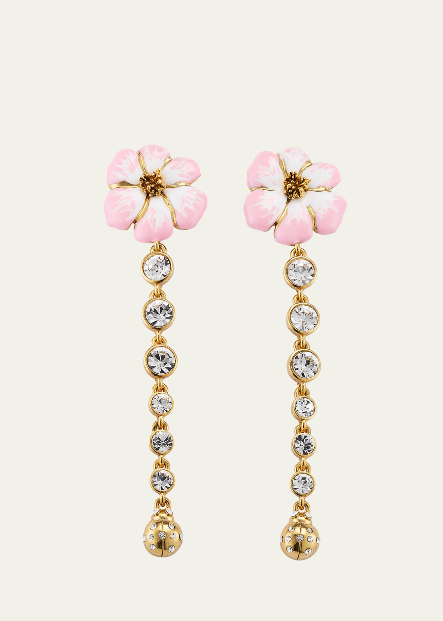 OSCAR DE LA RENTA★素敵！enamel and crystal earrings OSCAR DE LA RENTA Gold-tone crystal earrings | THE OUTNET
