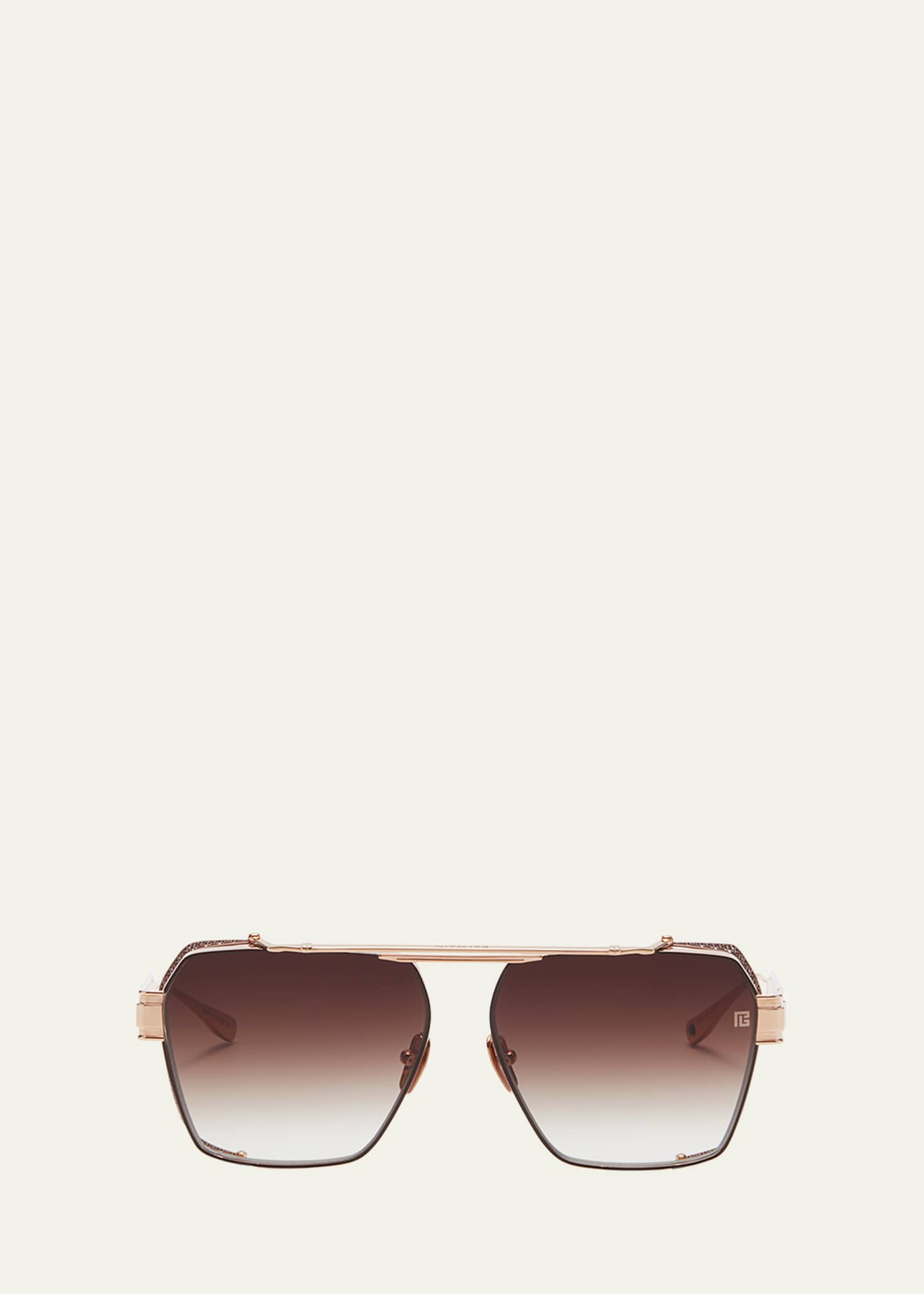 Balmain Premier Titanium Aviator Sunglasses Bergdorf Goodman
