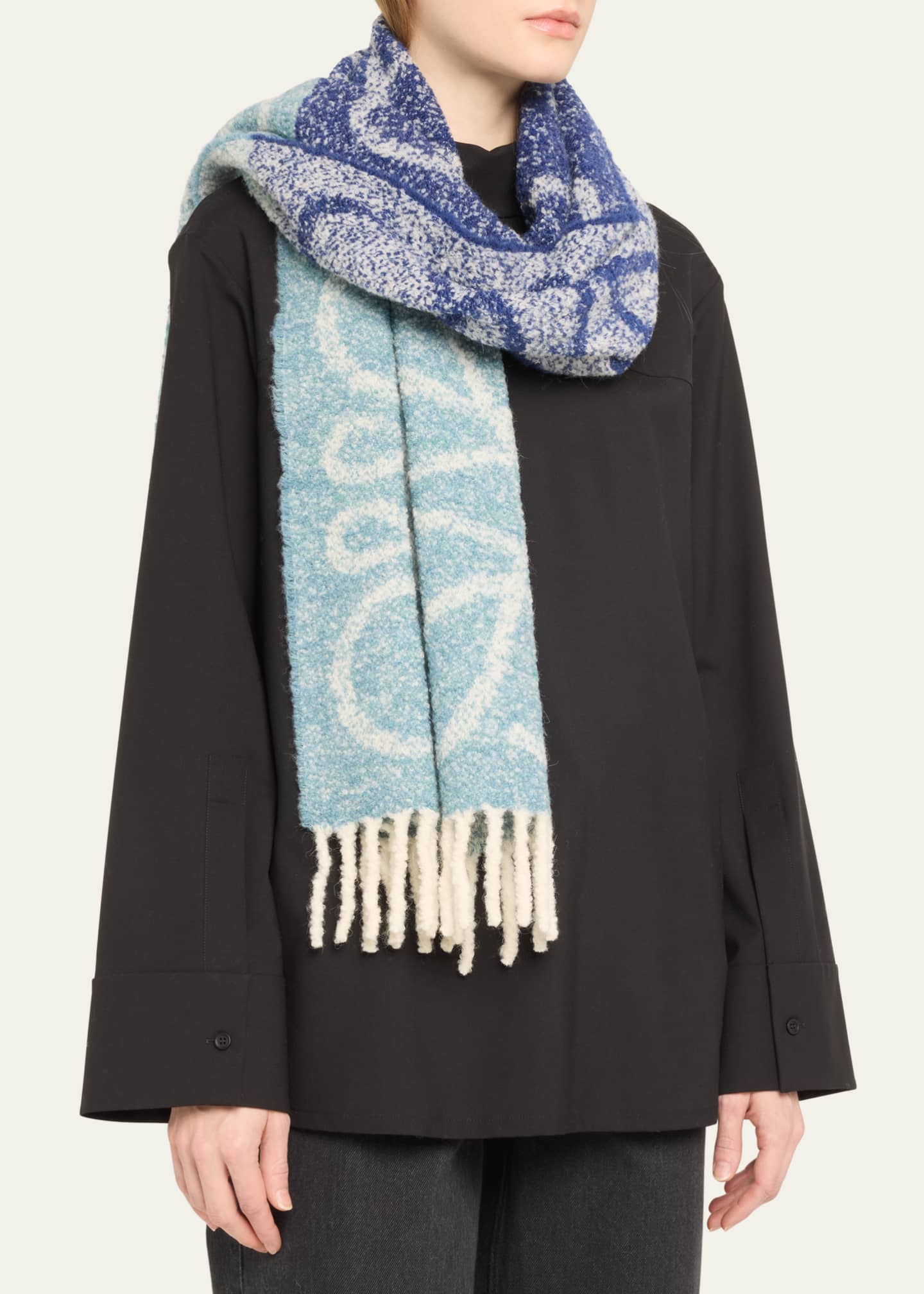 Loewe Anagram Two Tone Alpaca Wool Scarf Bergdorf Goodman