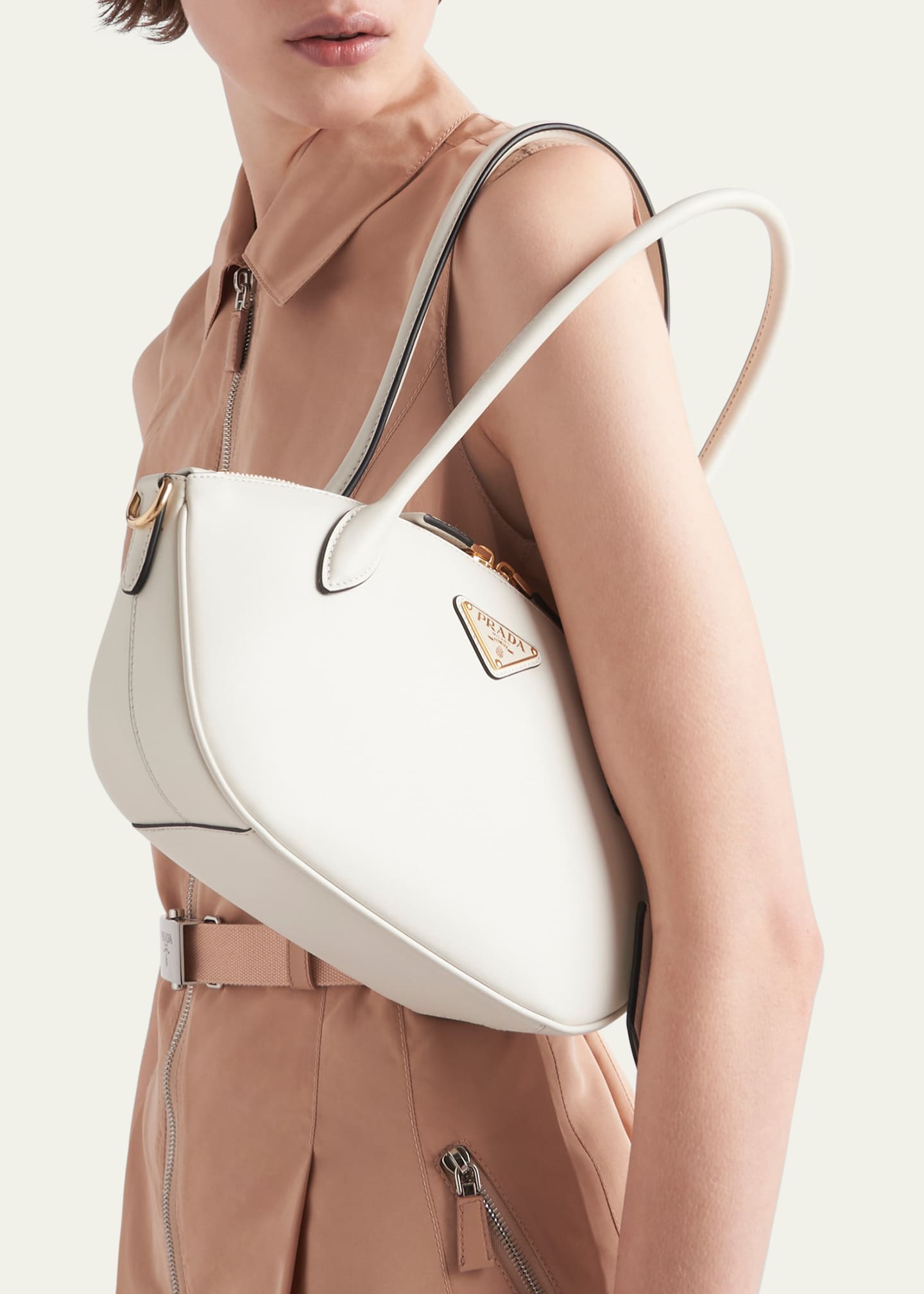 Prada City Zip Leather Shoulder Bag Image 2 of 5