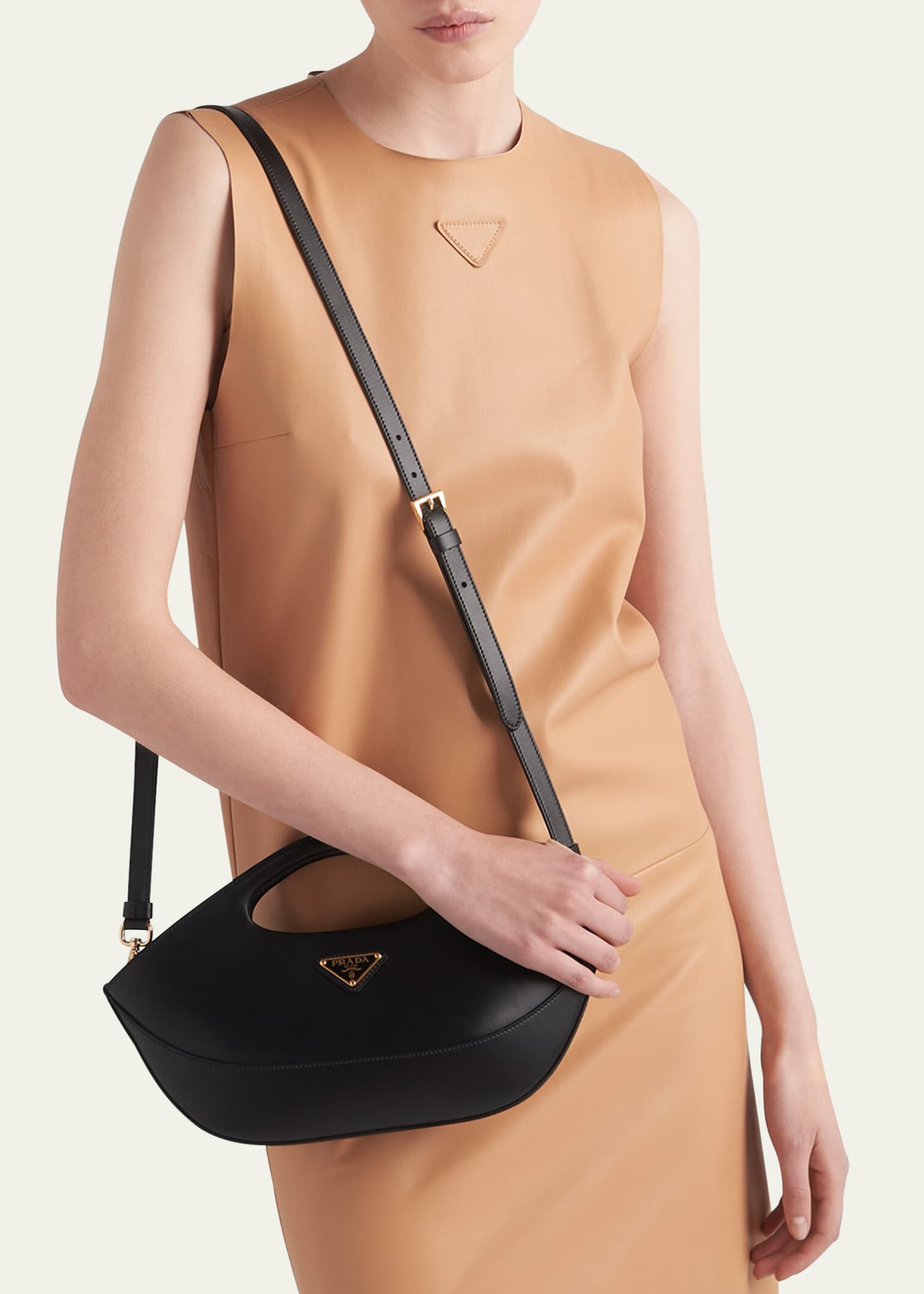 Calf leather shoulder bag prada 2025