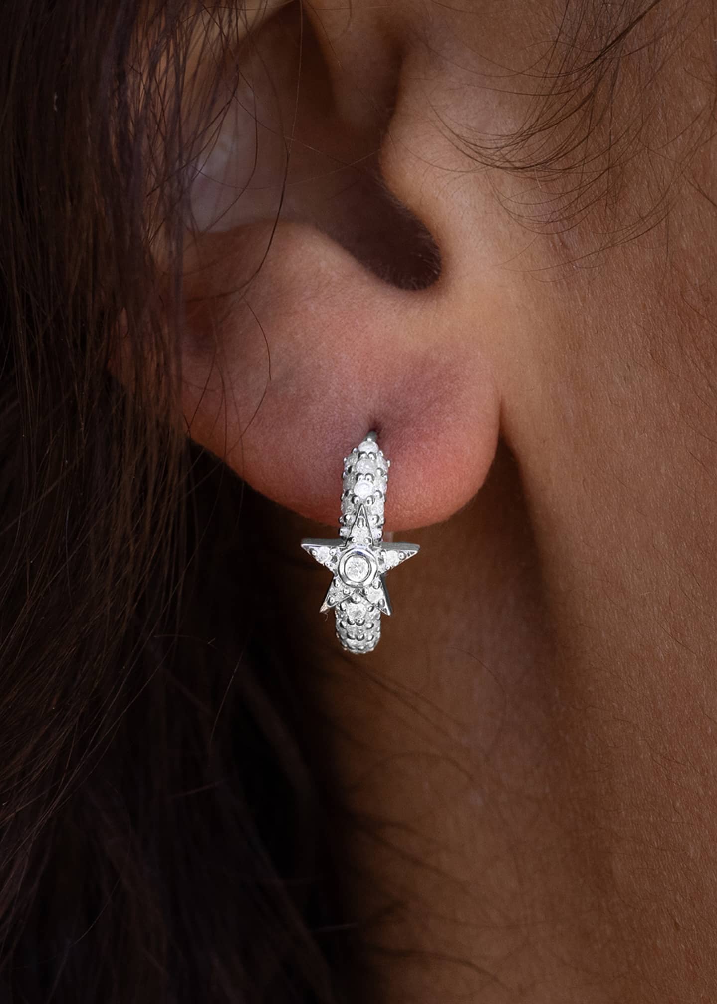Sheryl Lowe 3 Row Diamond Huggie Earrings with Diamond Stars Image 2 of 2