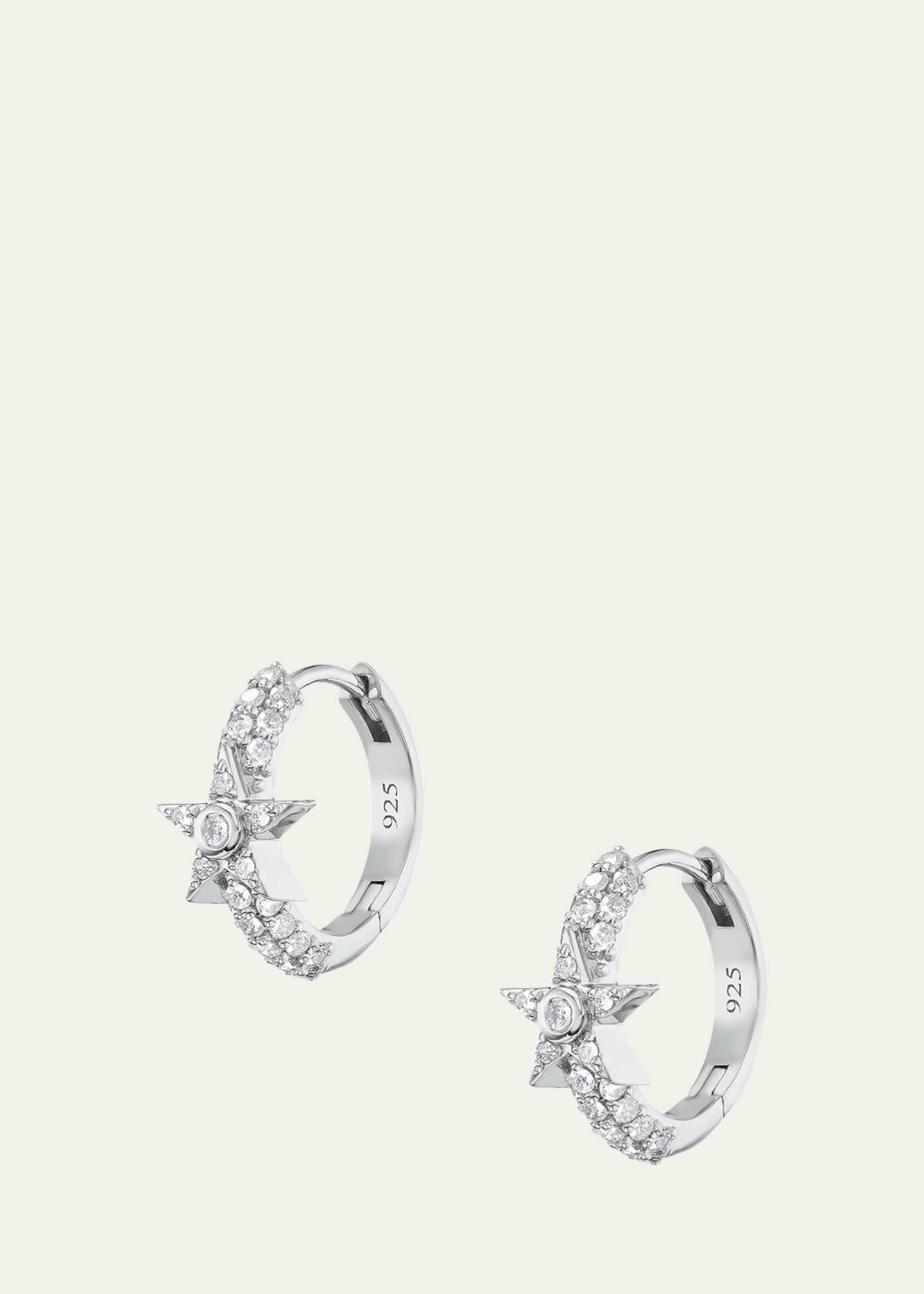 Sheryl Lowe 3 Row Diamond Huggie Earrings with Diamond Stars Image 1 of 2