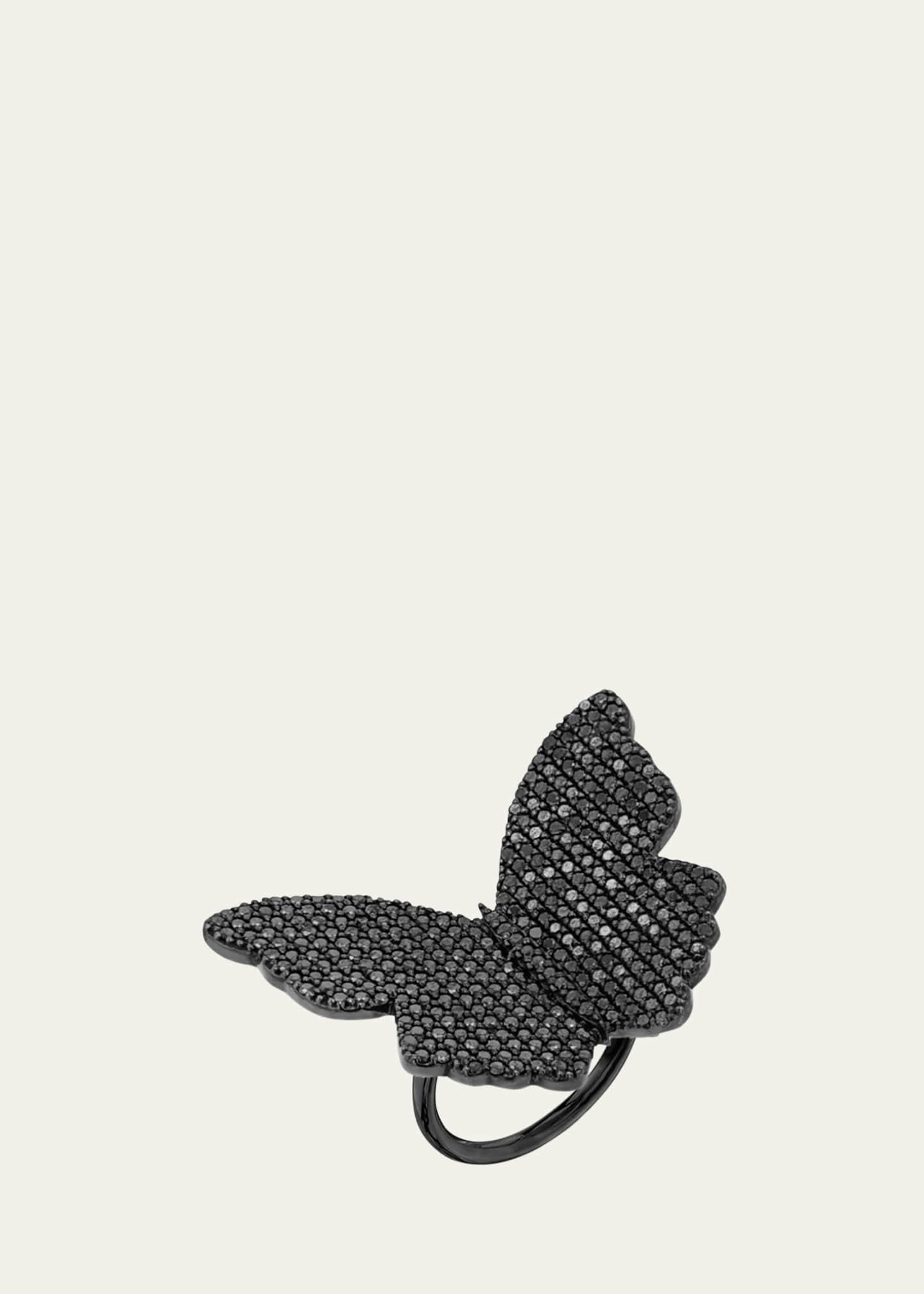 Sheryl Lowe Black Diamond Butterfly Ring Image 2 of 2