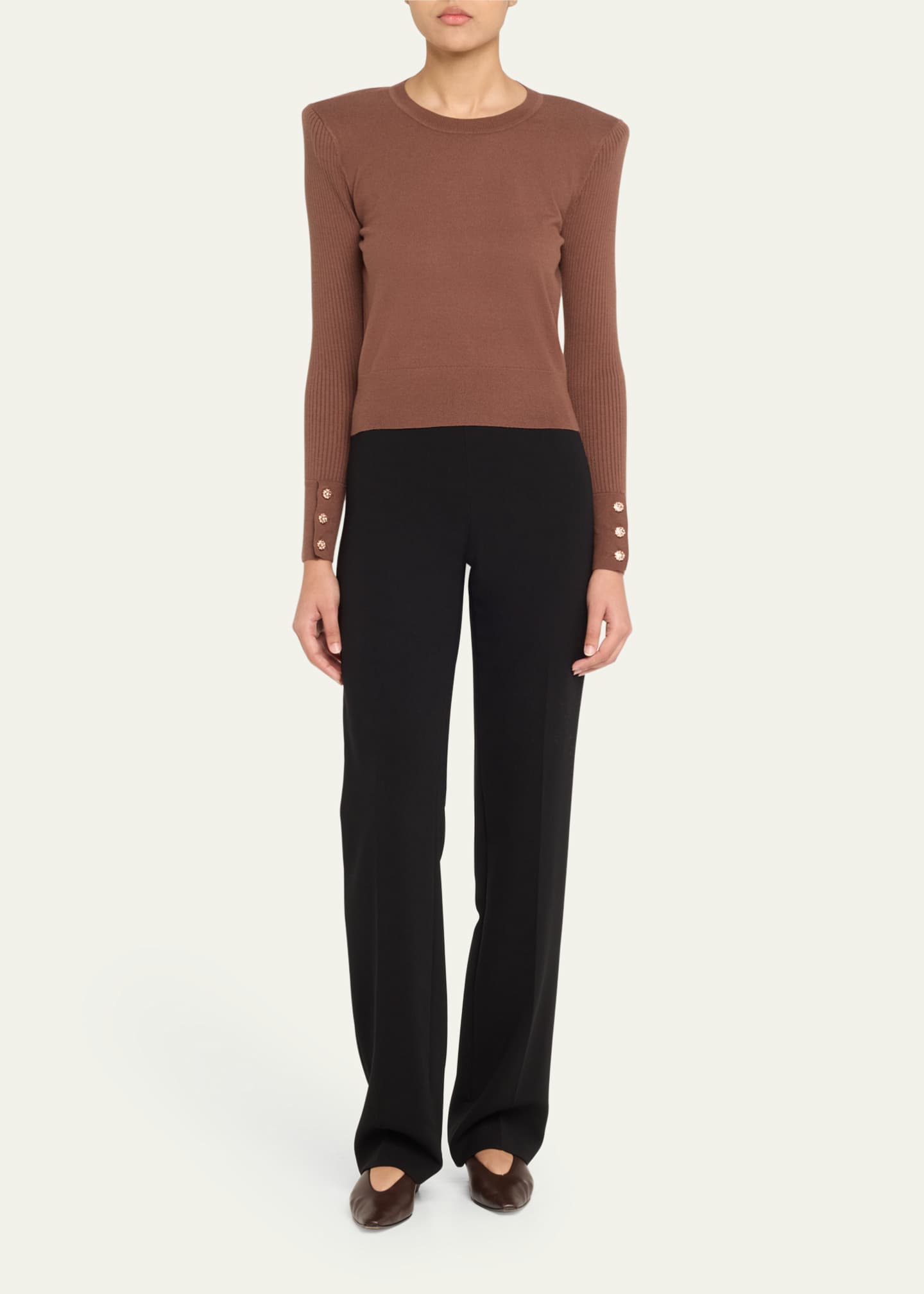 L'Agence Sky Cropped Strong-Shoulder Sweater Image 2 of 5