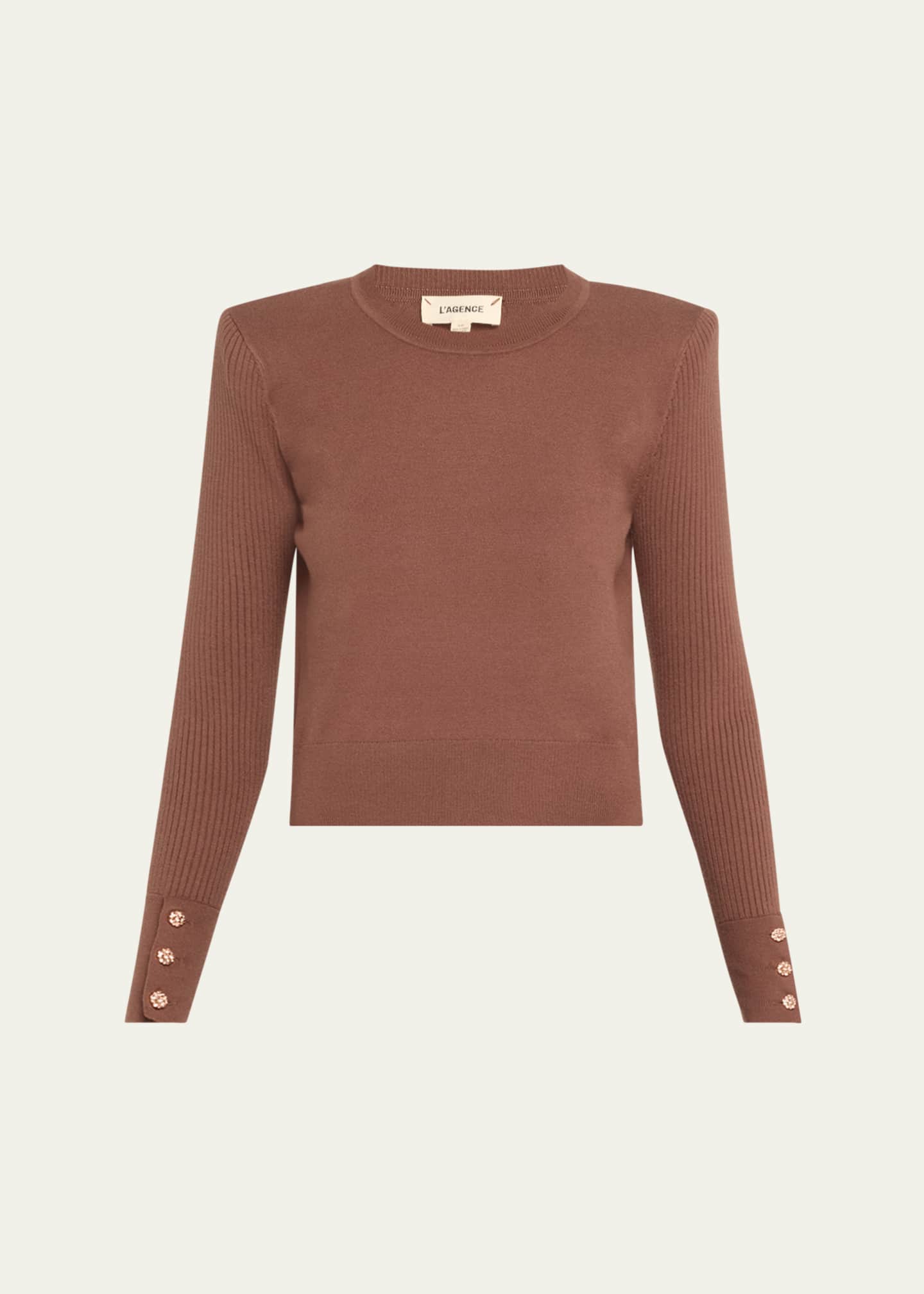 L'Agence Sky Cropped Strong-Shoulder Sweater Image 1 of 5