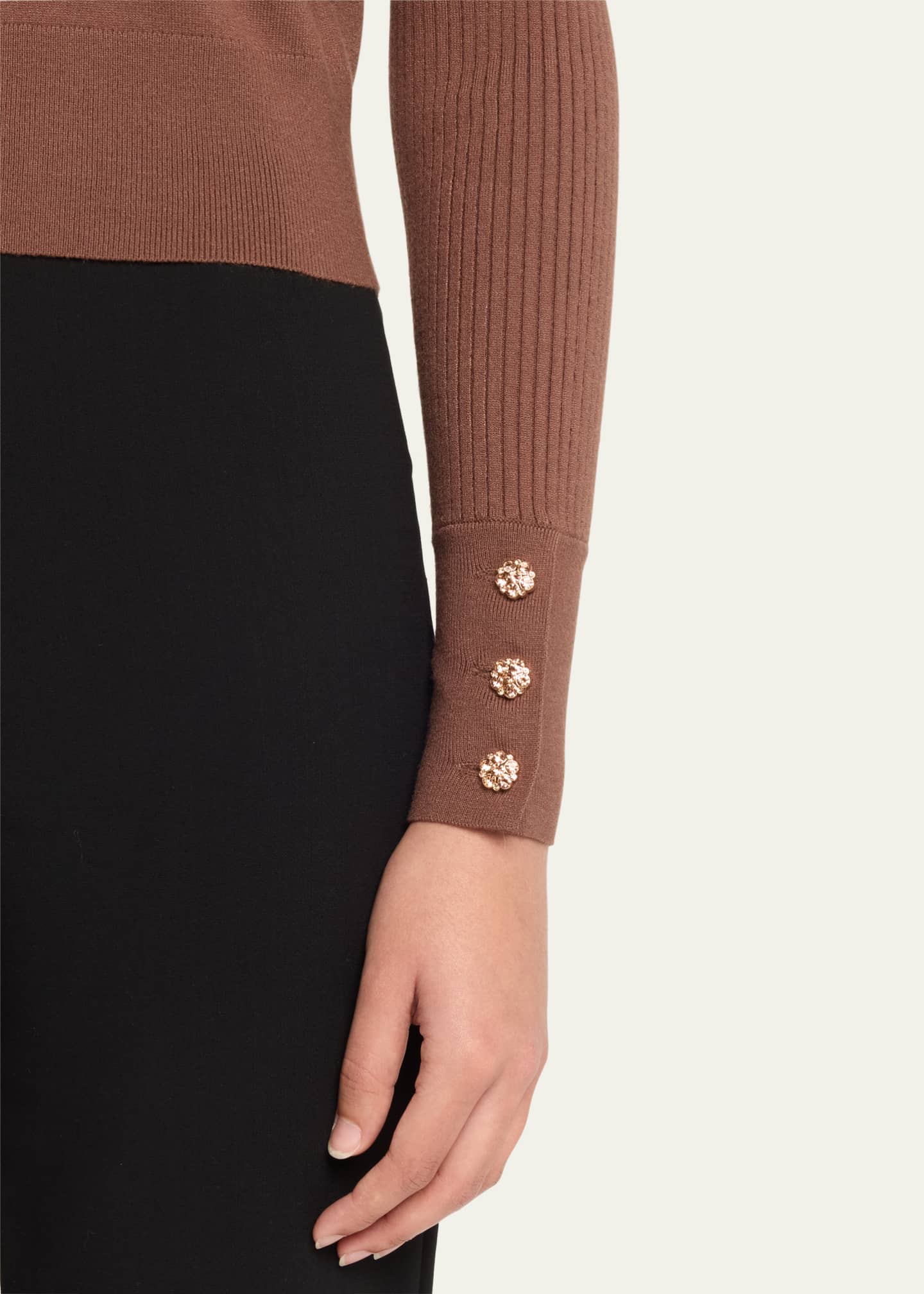 L'Agence Sky Cropped Strong-Shoulder Sweater Image 5 of 5