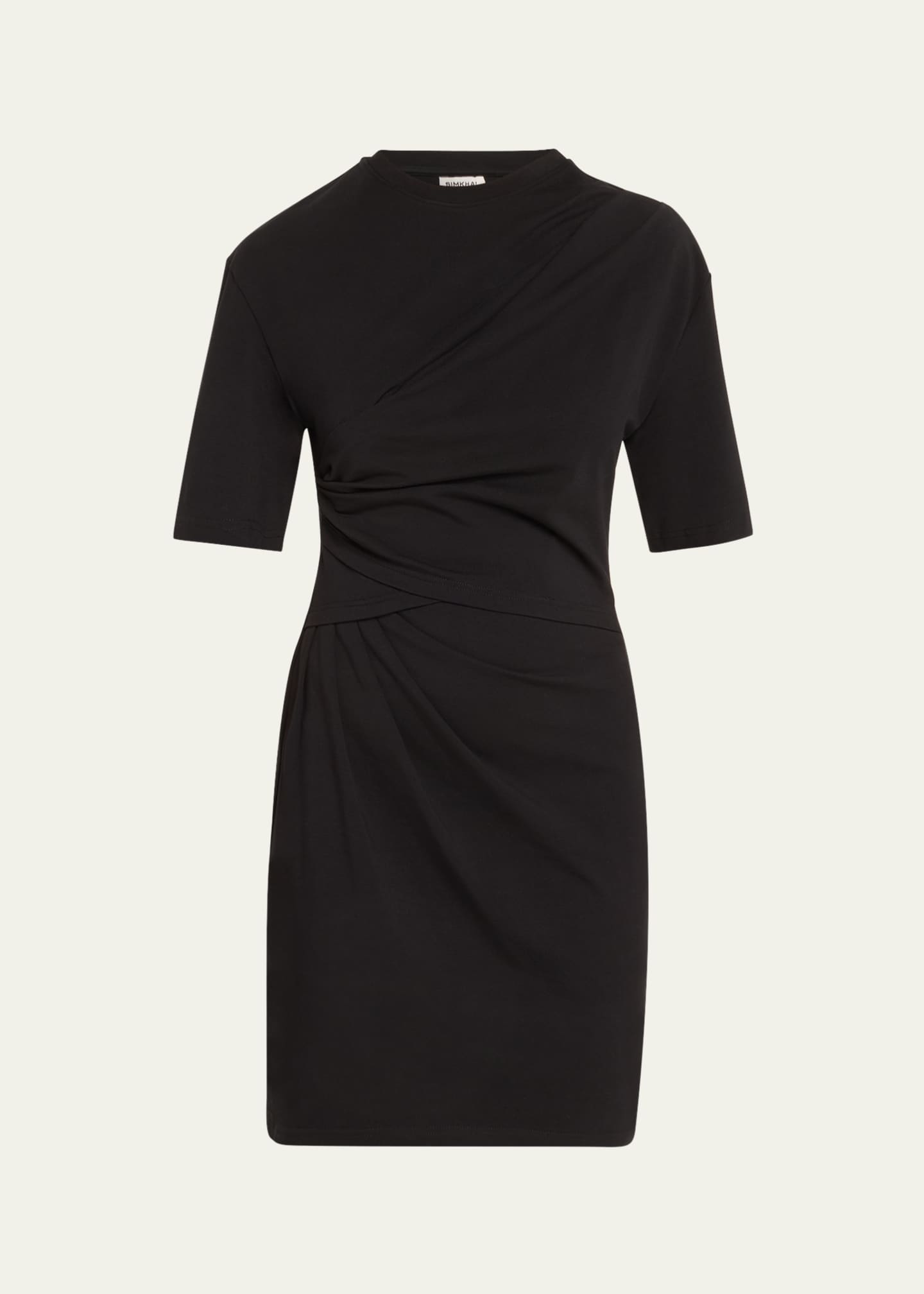 SIMKHAI Zeus Short-Sleeve Draped T-Shirt Dress Image 1 of 5