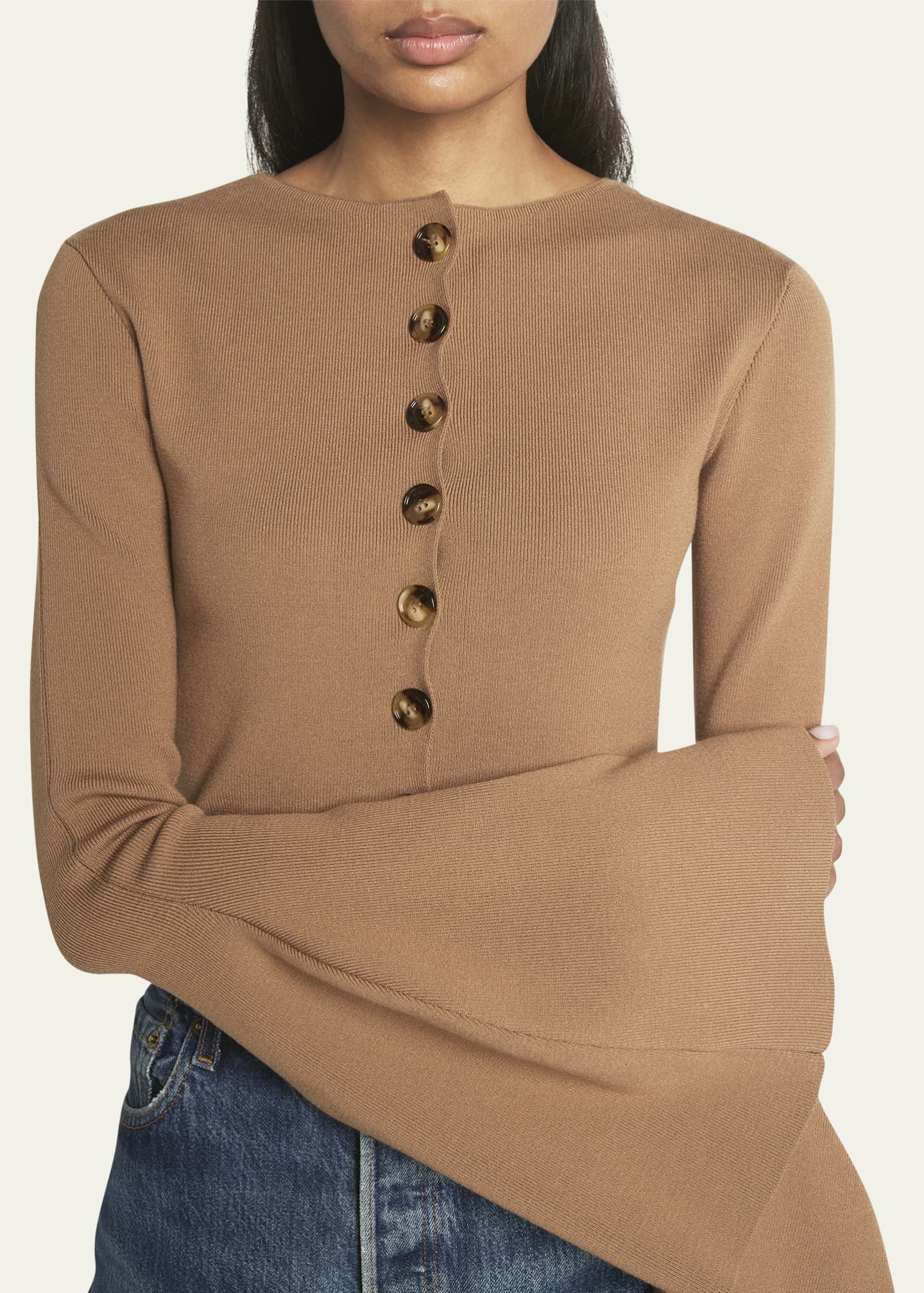 A.W.A.K.E. MODE Cropped Flare Sleeve Cardigan Bergdorf Goodman