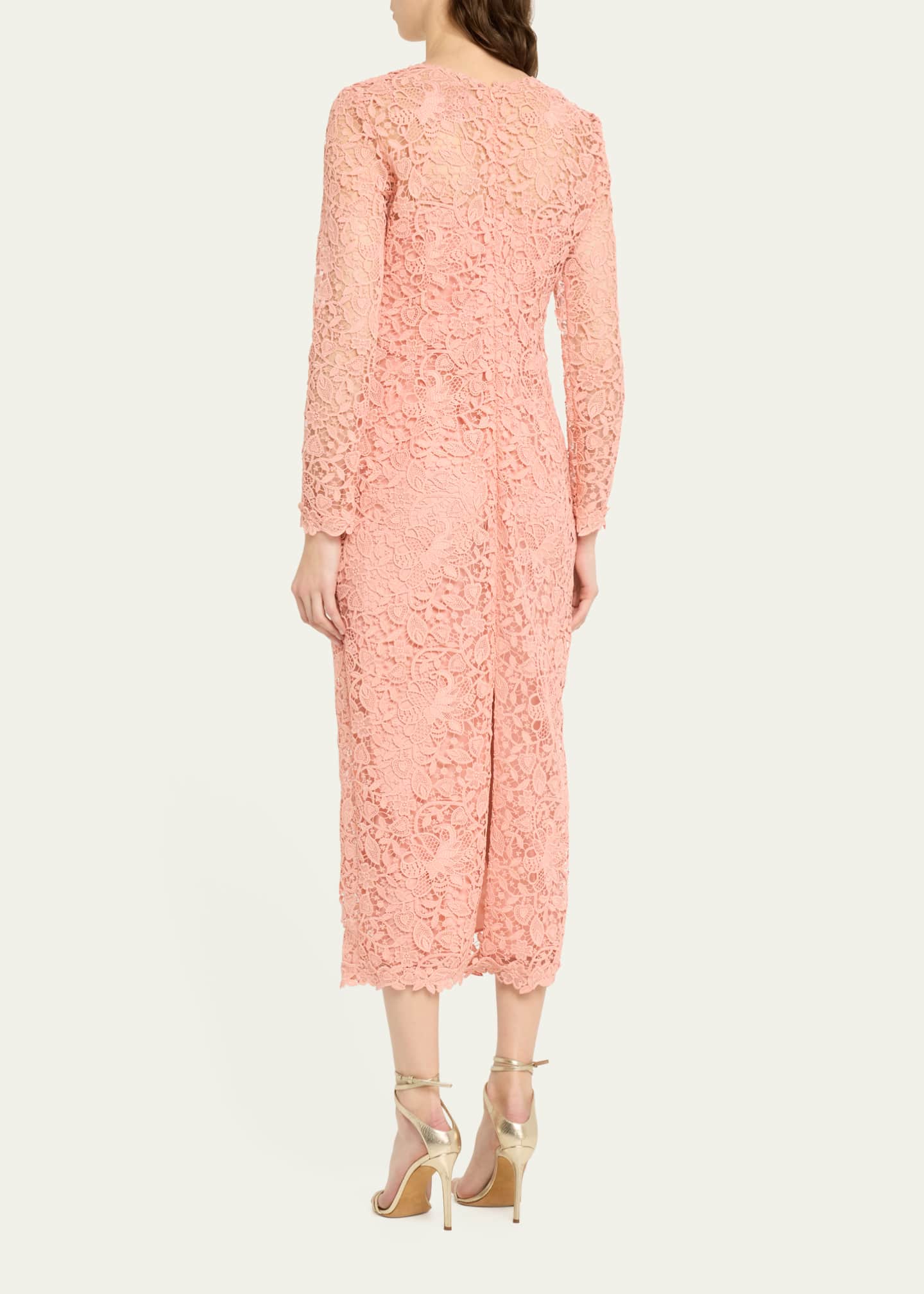 Carolina Herrera Lace Crewneck Midi Dress Bergdorf Goodman
