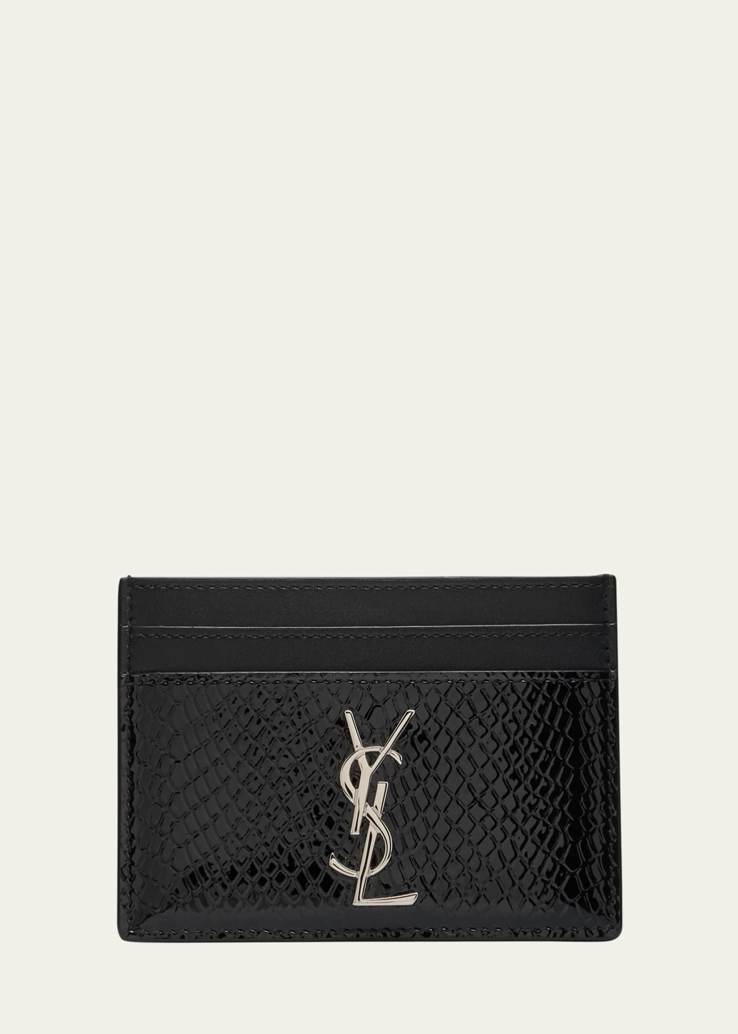 Saint Laurent YSL Python-Embossed Leather Card Holder Image 1 of 4