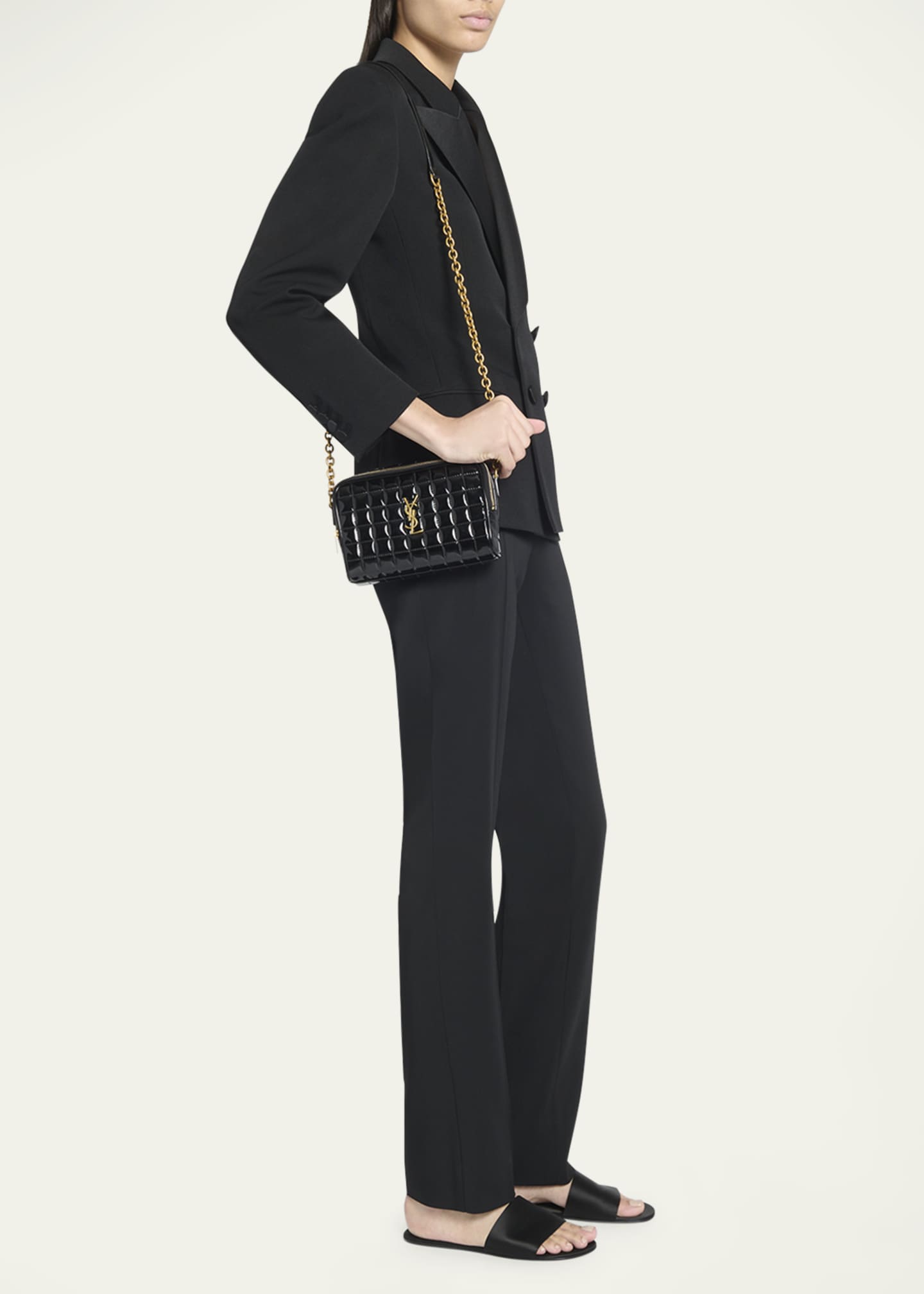 Saint Laurent Cassandre Mini YSL Camera Bag in Quilted Patent Leather Image 2 of 5