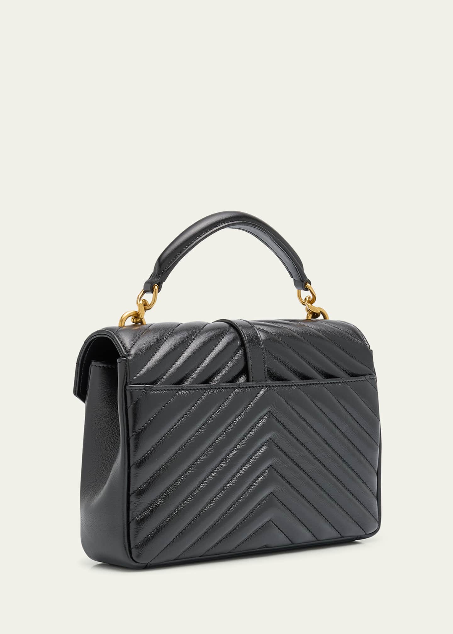 Saint Laurent College Medium YSL Flap Top-Handle Bag in Quilted Leather Image 3 of 6
