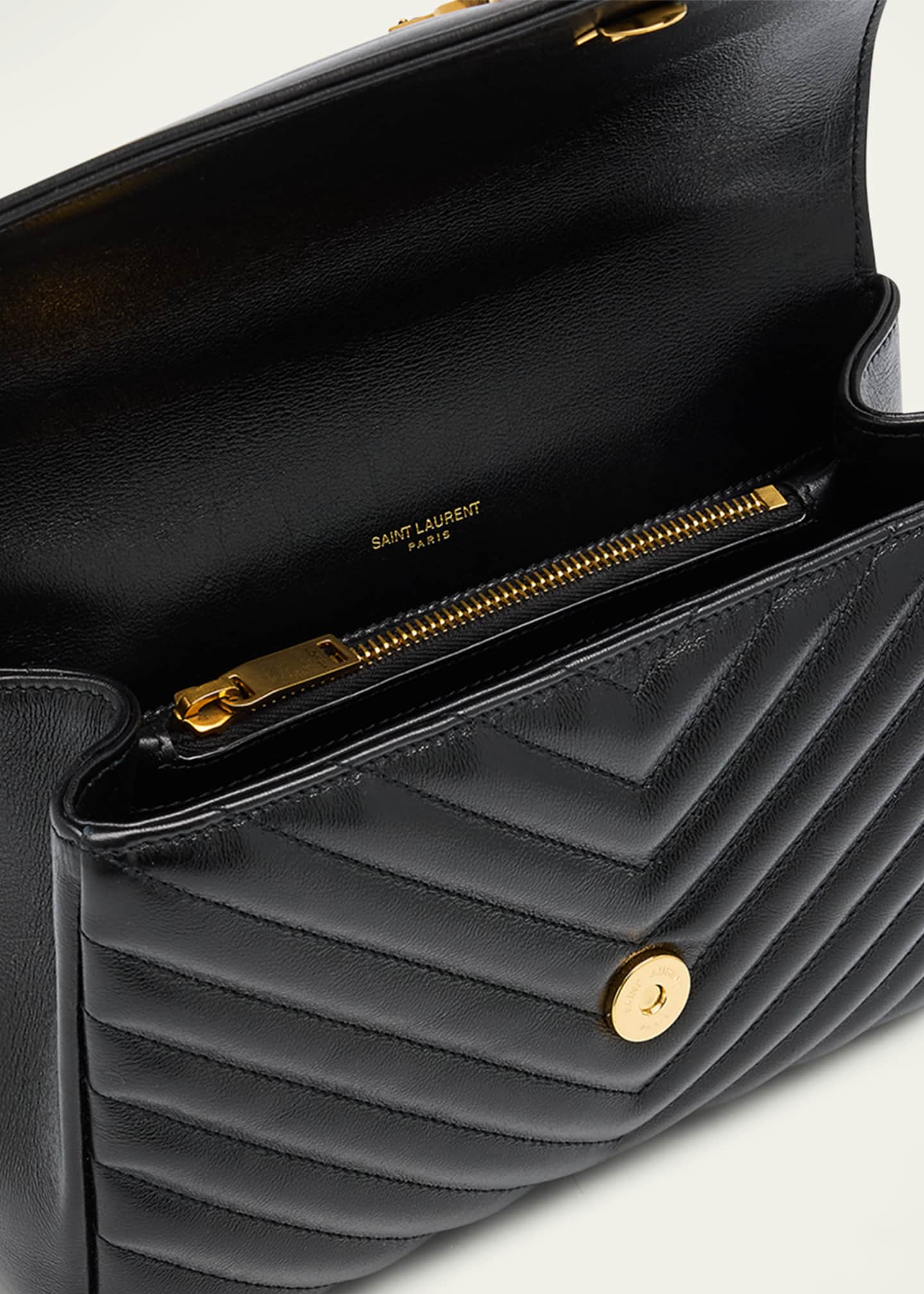 Saint Laurent College Medium YSL Flap Top-Handle Bag in Quilted Leather Image 4 of 6