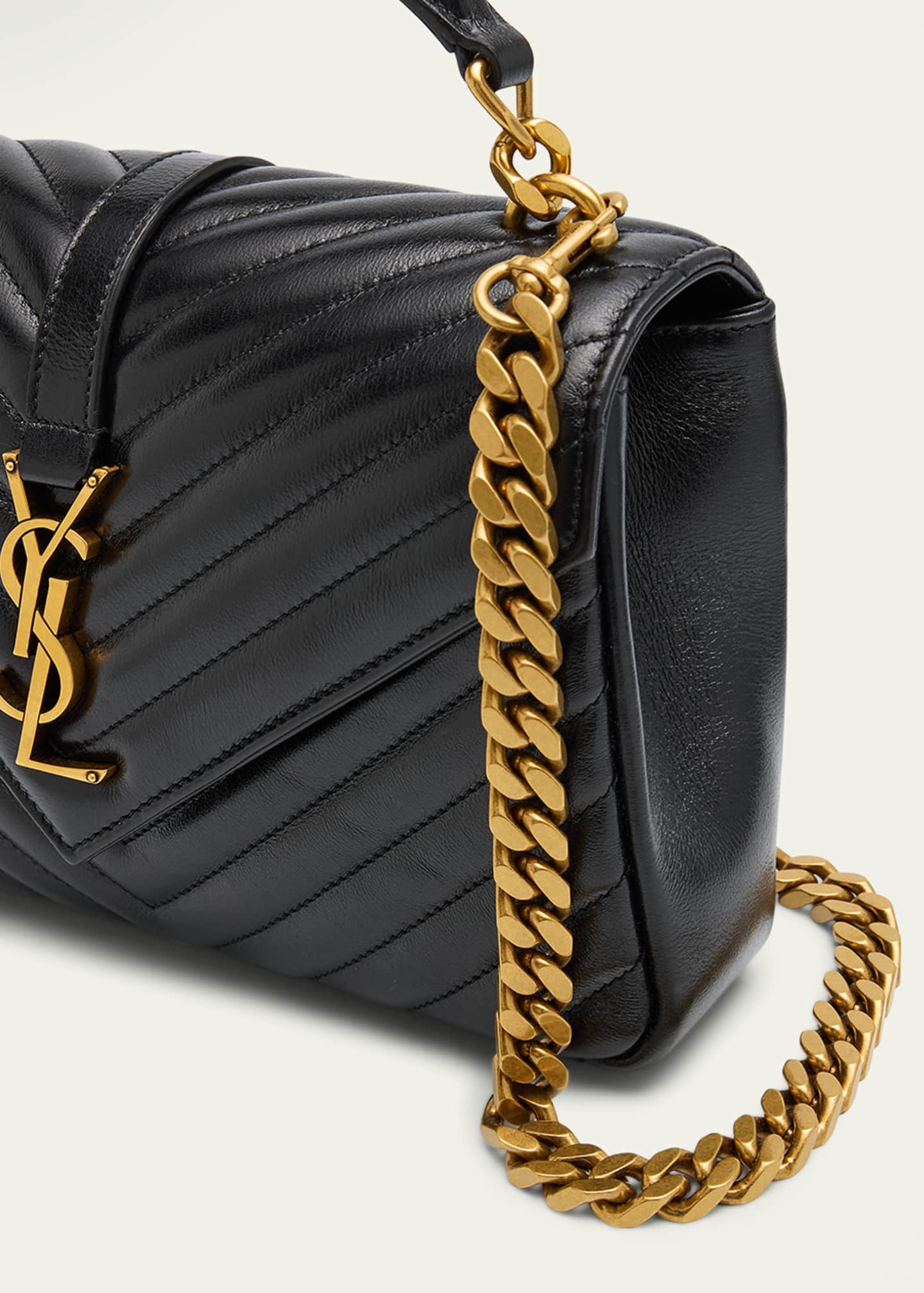 Saint Laurent College Medium YSL Flap Top-Handle Bag in Quilted Leather Image 5 of 6