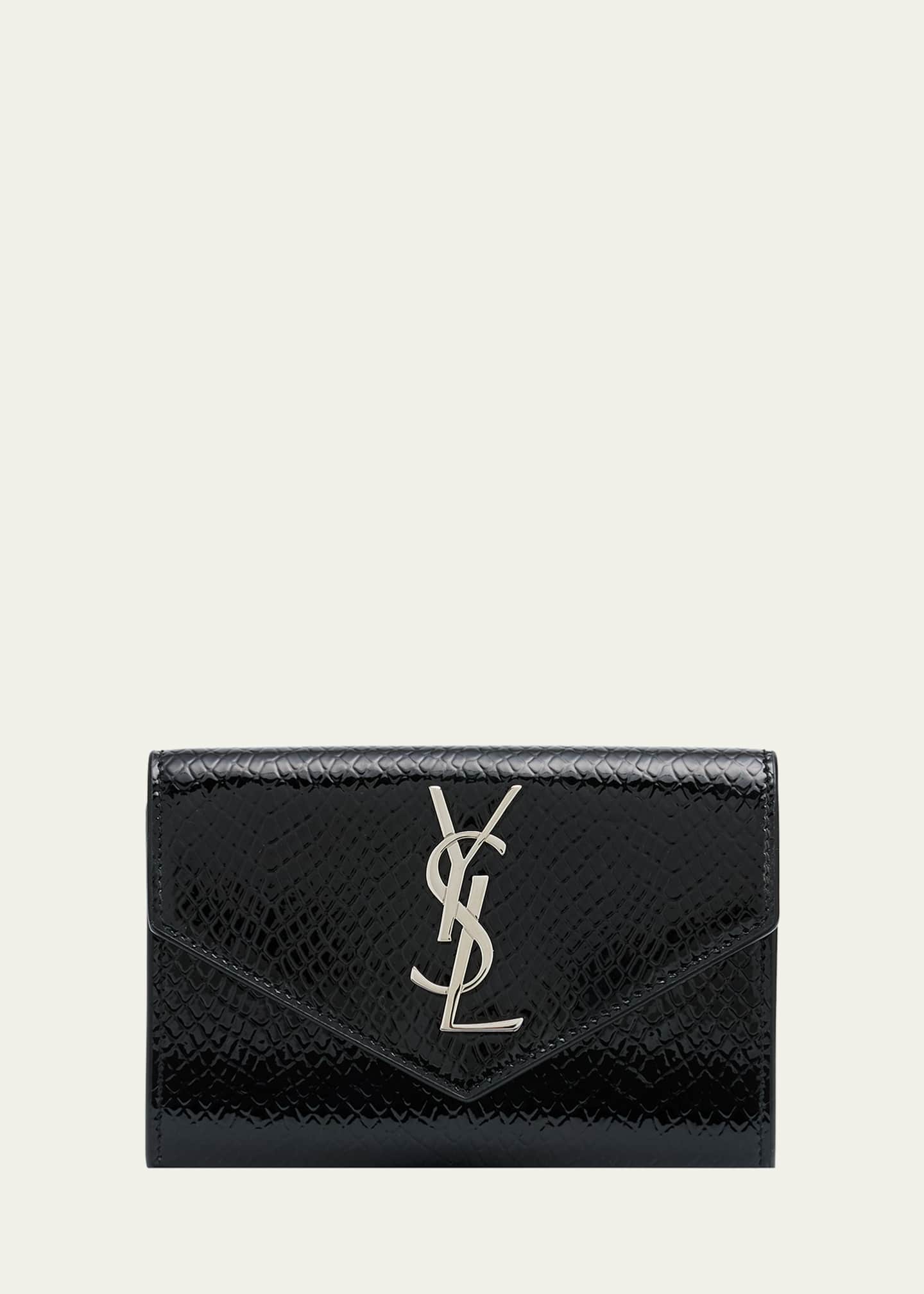 Saint Laurent Small YSL Flap Wallet in Python Embossed Leather Bergdorf Goodman