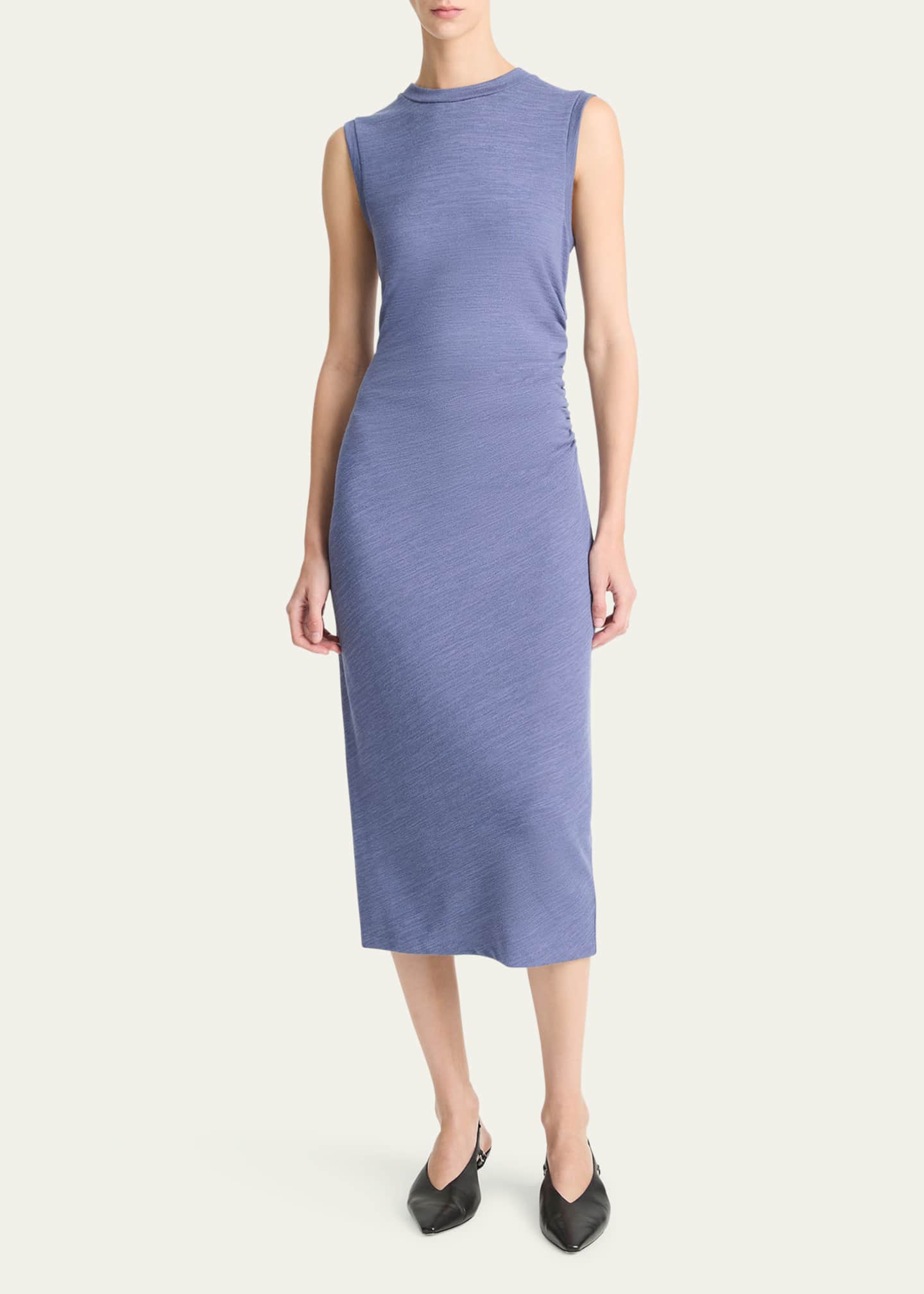 Vince Sleeveless Waist-Gathered Midi Dress Image 2 of 4