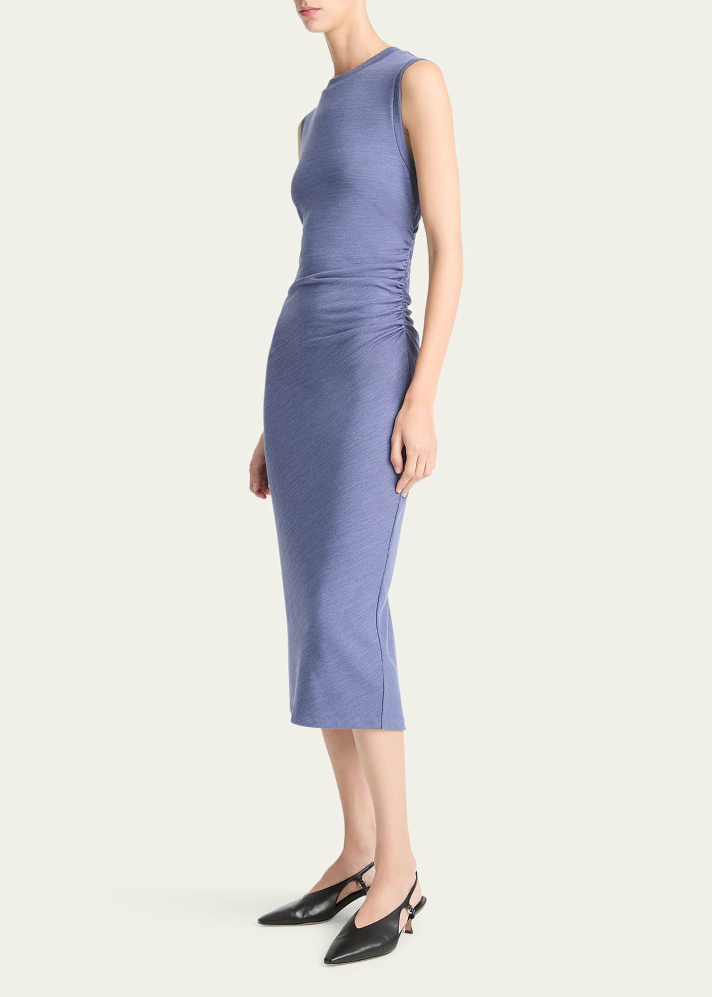 Vince Sleeveless Waist-Gathered Midi Dress Image 4 of 4