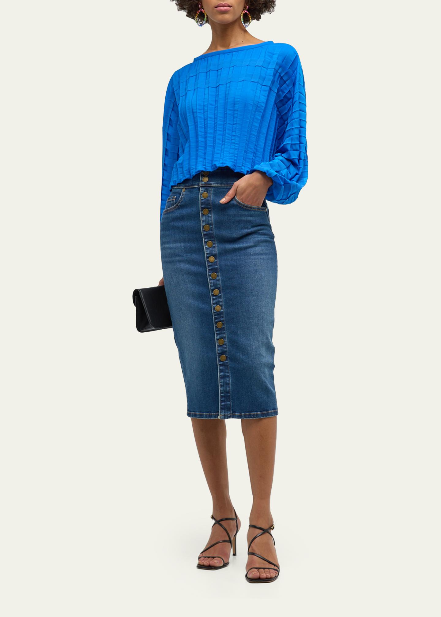 Ramy Brook Karter Denim Midi Skirt - Bergdorf Goodman