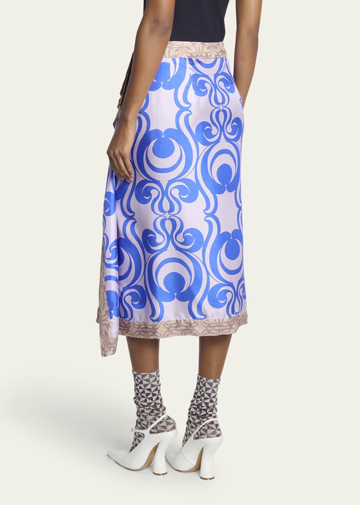 Dries Van Noten Sole Bis Silk Wrap Midi Skirt Image 3 of 5