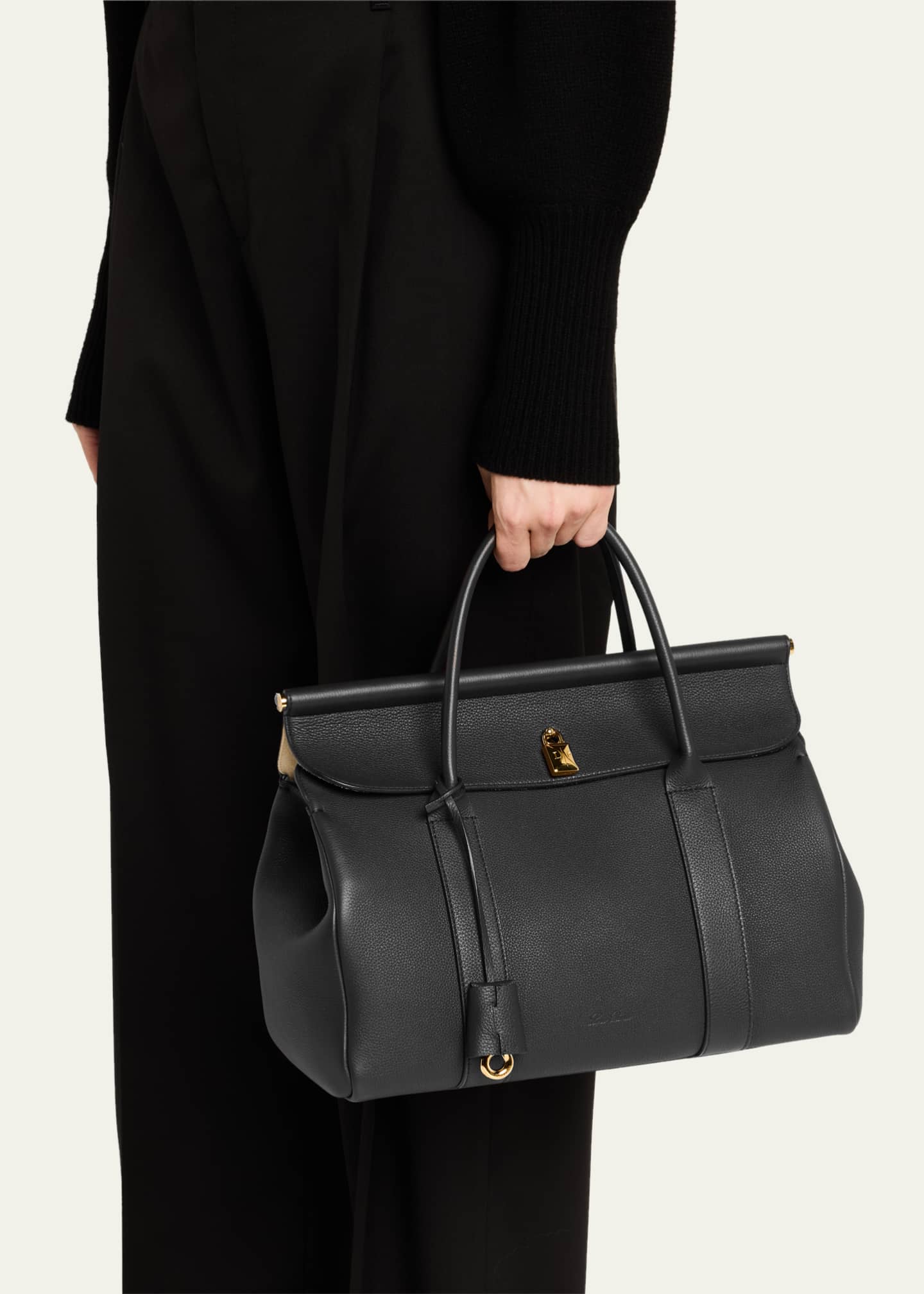 Loro Piana Loom 32 Grained Leather Top-Handle Bag - Bergdorf Goodman