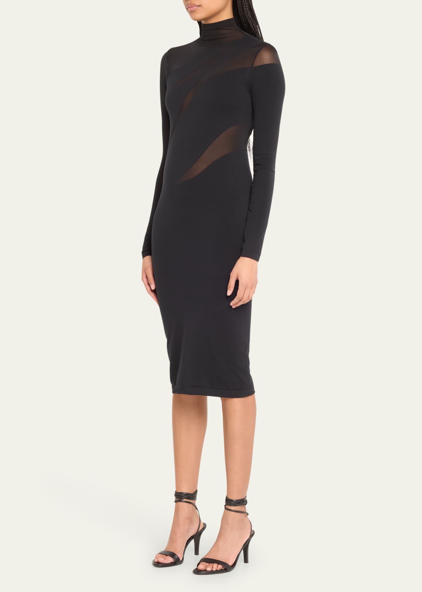 Wolford MockNeck Bodycon Illusion Midi Dress Bergdorf Goodman