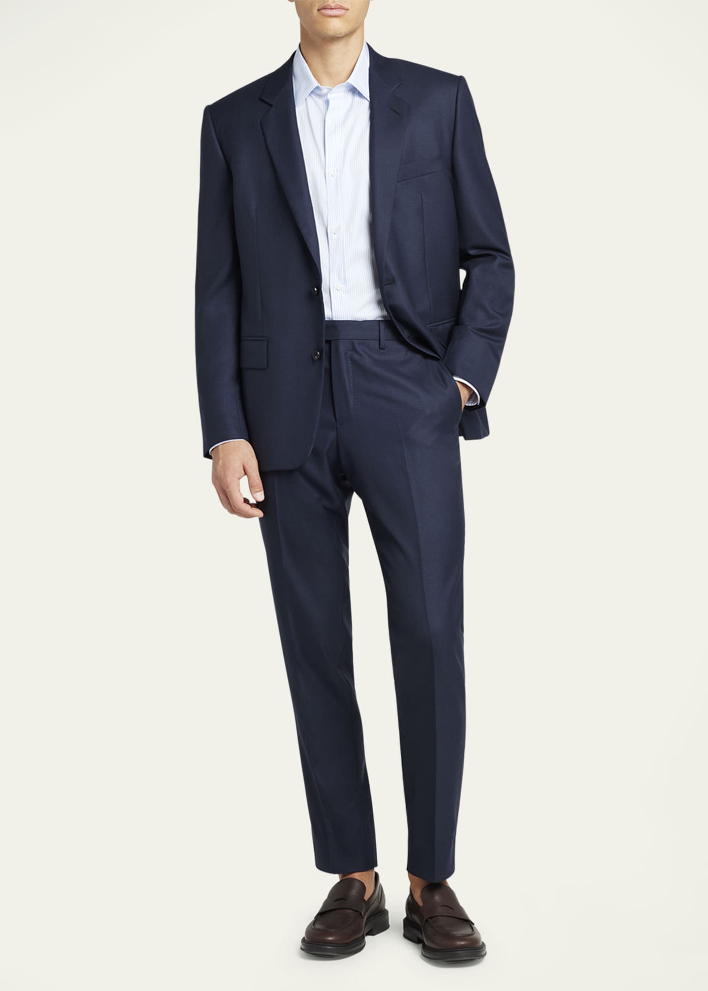 Loro Piana Men's Modern-Fit Wool Two-Button Suit Image 2 of 5