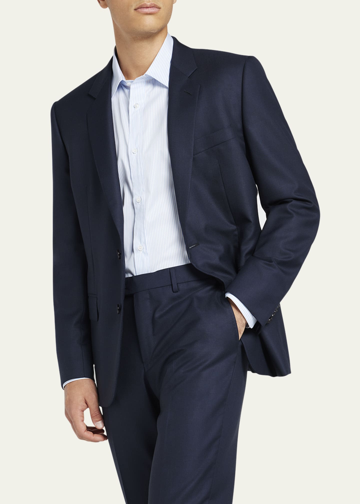Loro Piana Men's Modern-Fit Wool Two-Button Suit Image 4 of 5