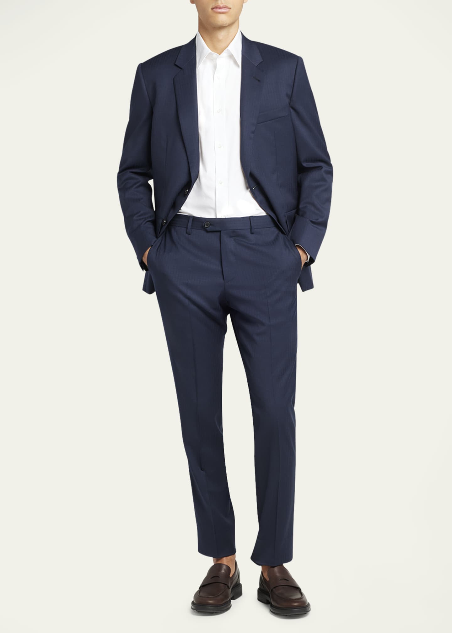 Loro Piana Men's Modern-Fit Wool Herringbone Suit Image 2 of 5
