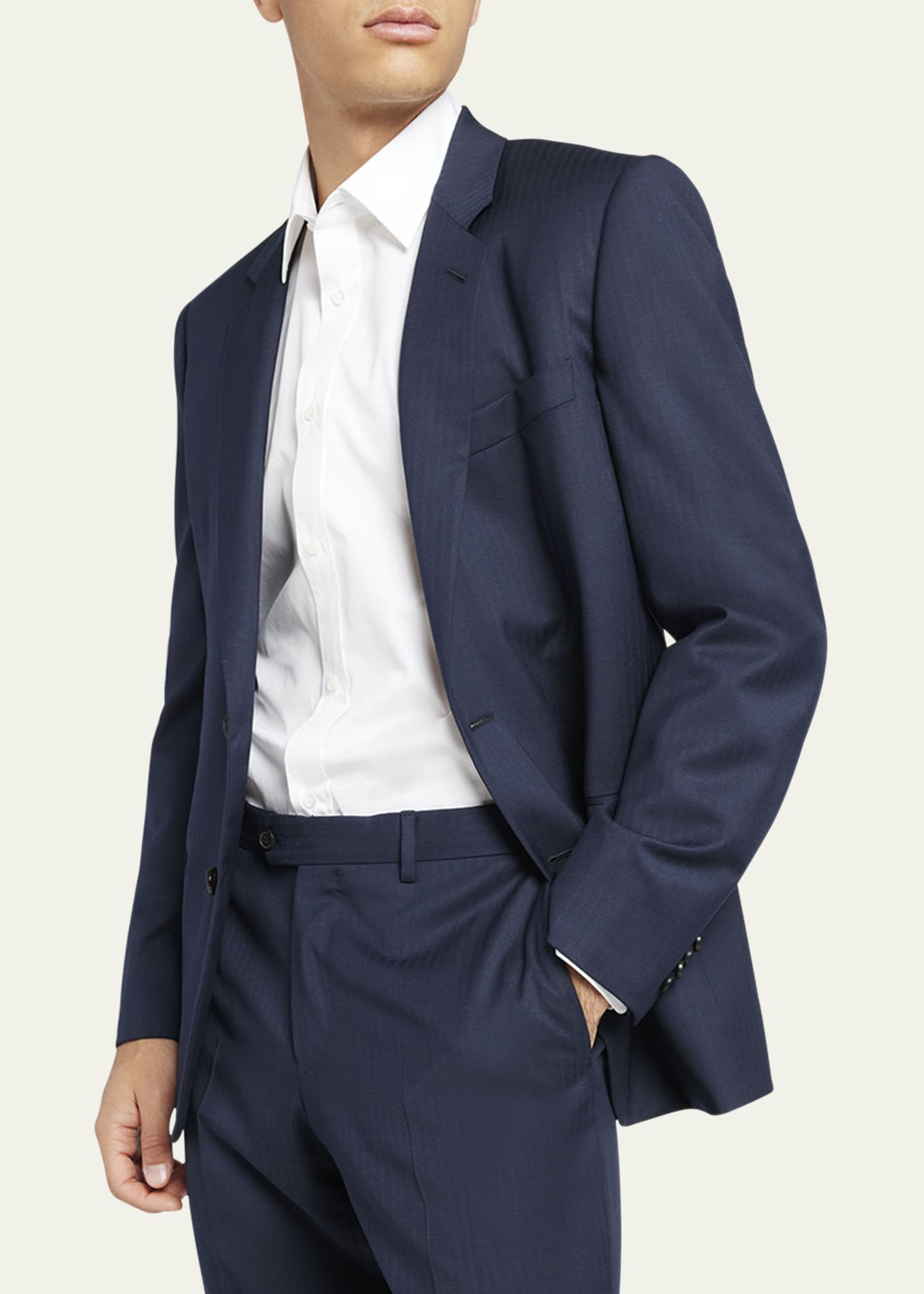 Loro Piana Men's Modern-Fit Wool Herringbone Suit Image 4 of 5