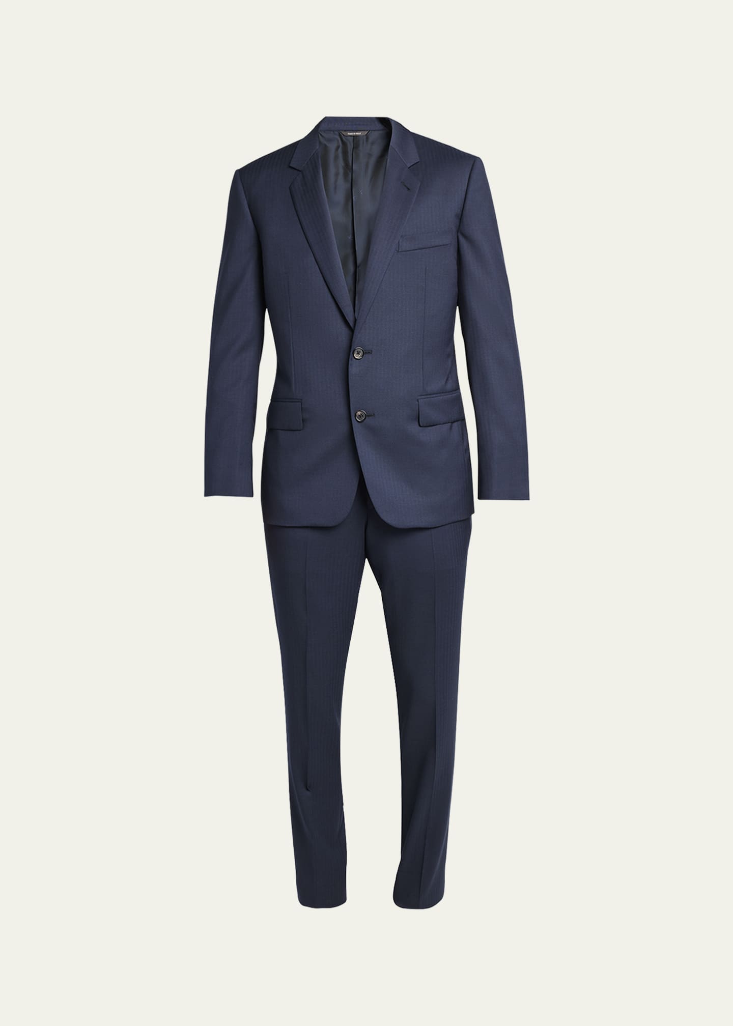 Loro Piana Men's Modern-Fit Wool Herringbone Suit Image 1 of 5