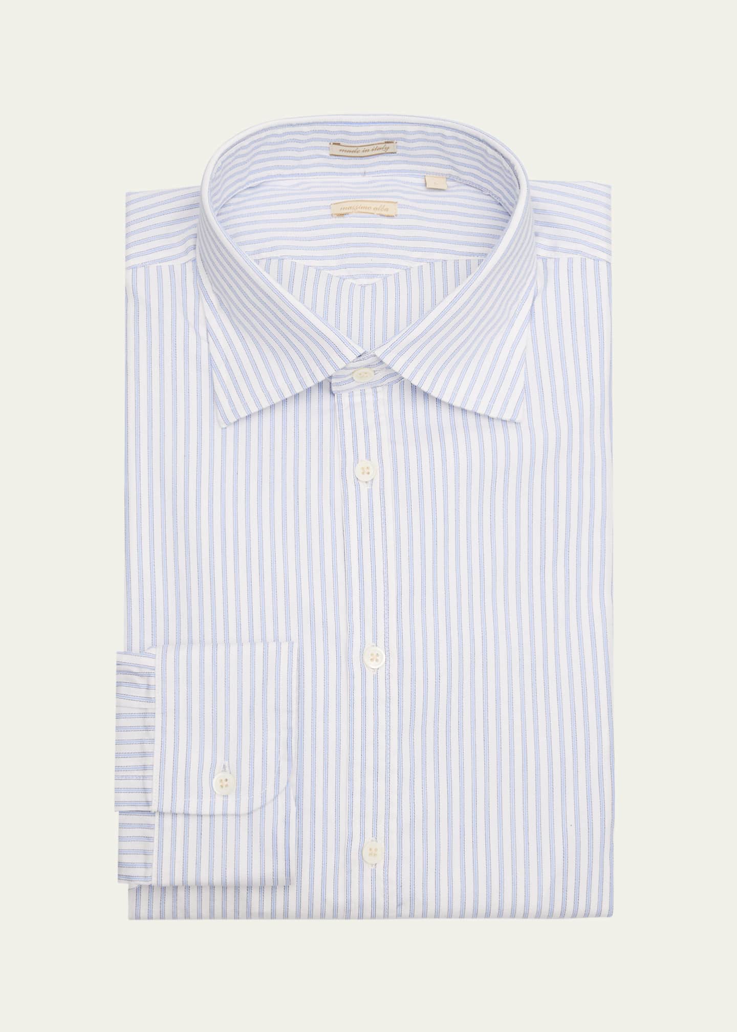 Massimo Alba Men's Cotton Micro-Plaid Sport Shirt Image 1 of 2