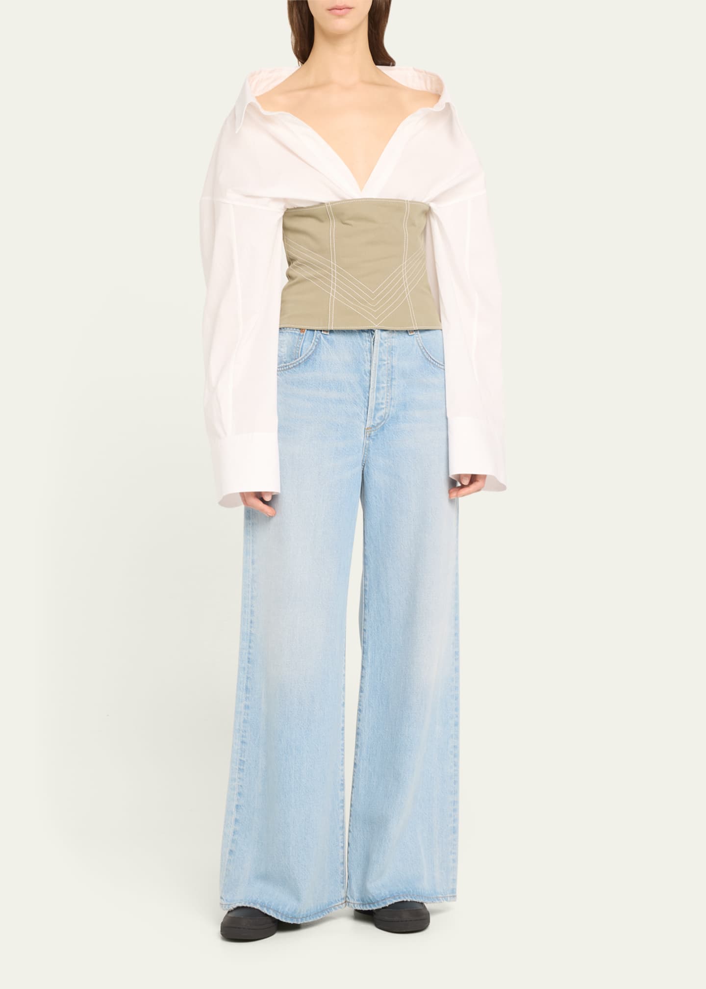 Jane Wade Long-Sleeve Corset Wrap Shirt Image 2 of 5