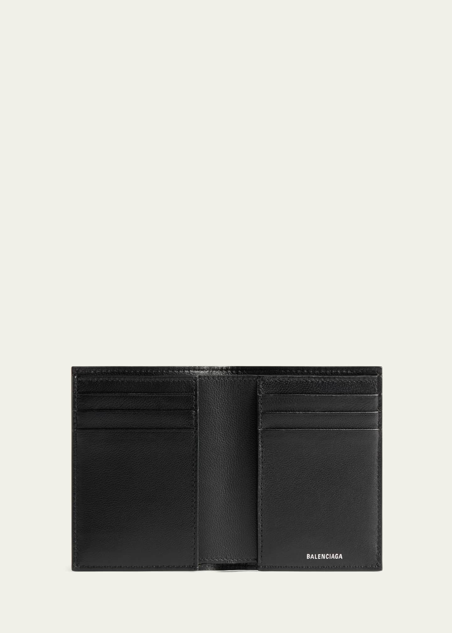 Balenciaga Men's Monaco BB-Logo Lambskin Vertical Bifold Wallet Image 3 of 3