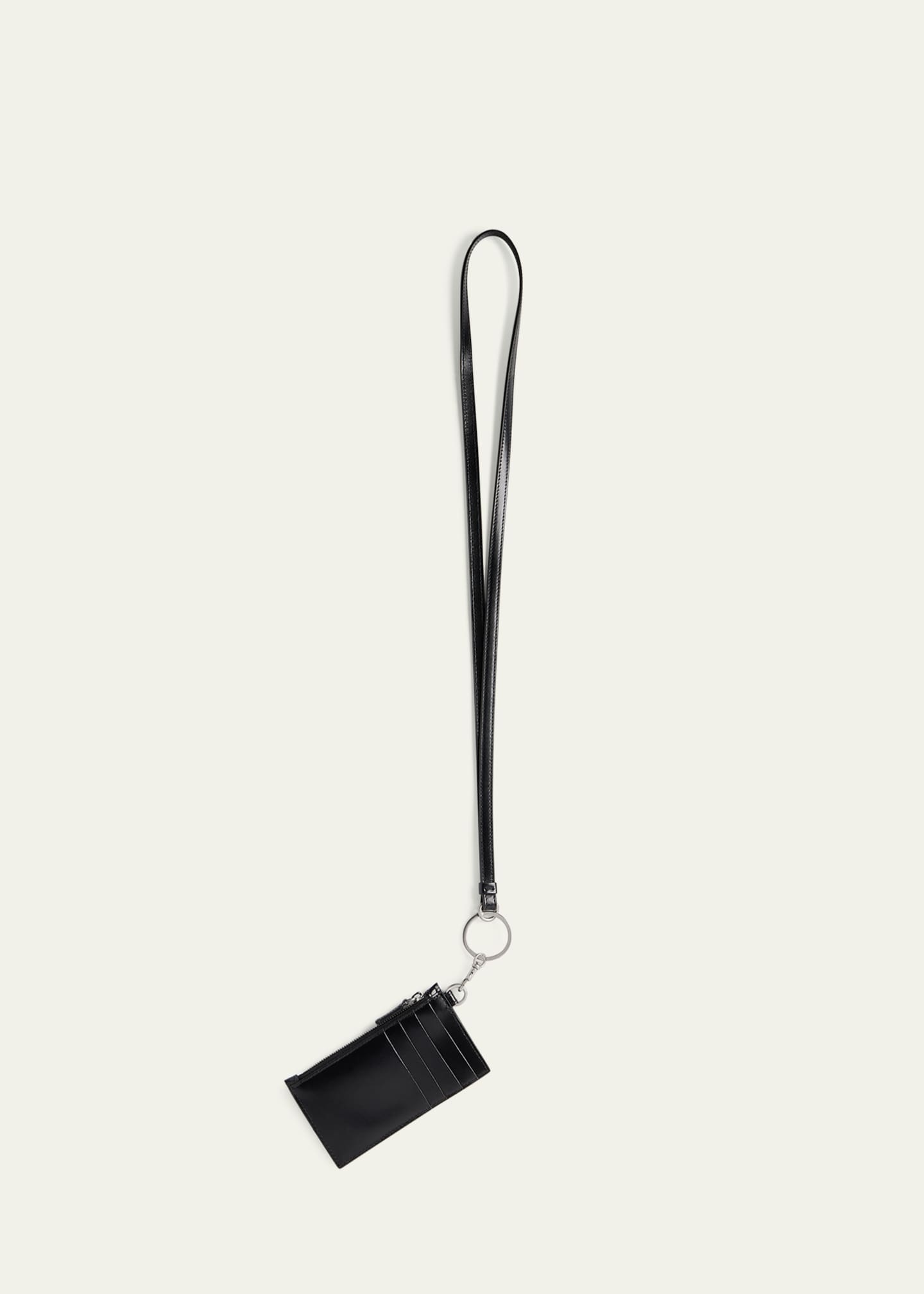 Balenciaga Men's Leather Sport Logo Card Case on Keyring Image 2 of 2