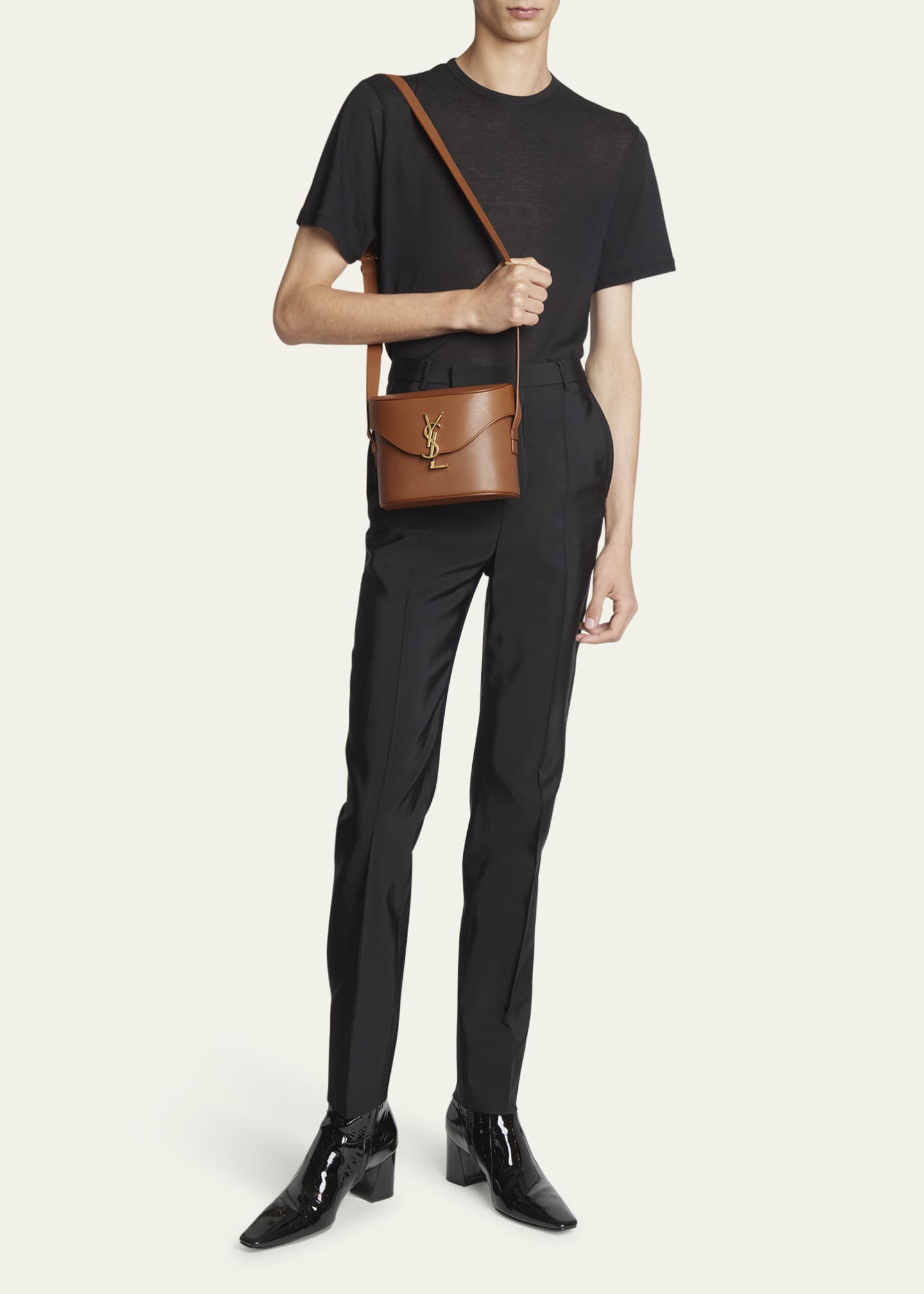 Saint Laurent Men's June Box Cassandre Calfskin Crossbody Bag Image 5 of 5