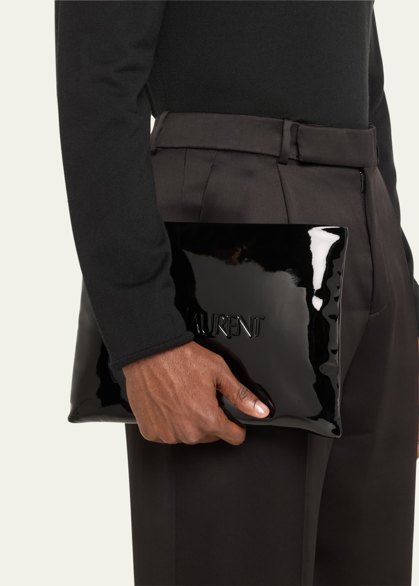 Saint Laurent Men's Patent Leather Pillow Pouch Image 2 of 5