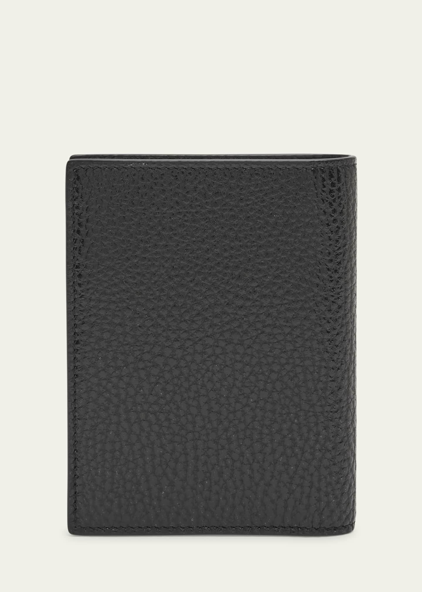 Saint Laurent Men's YSL Pebbled Leather Vertical Bifold Card Case Image 3 of 4