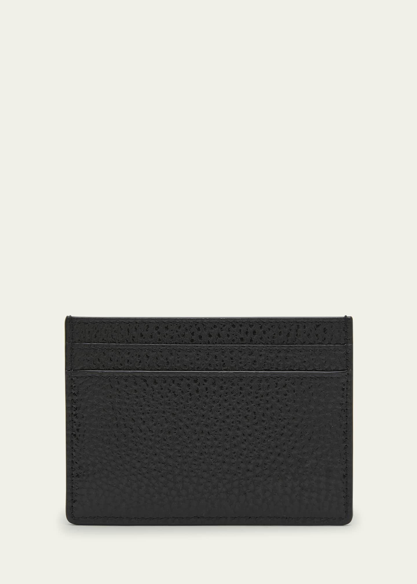 Saint Laurent Men's Tiny Cassandre Pebbled Leather Card Case Image 3 of 3