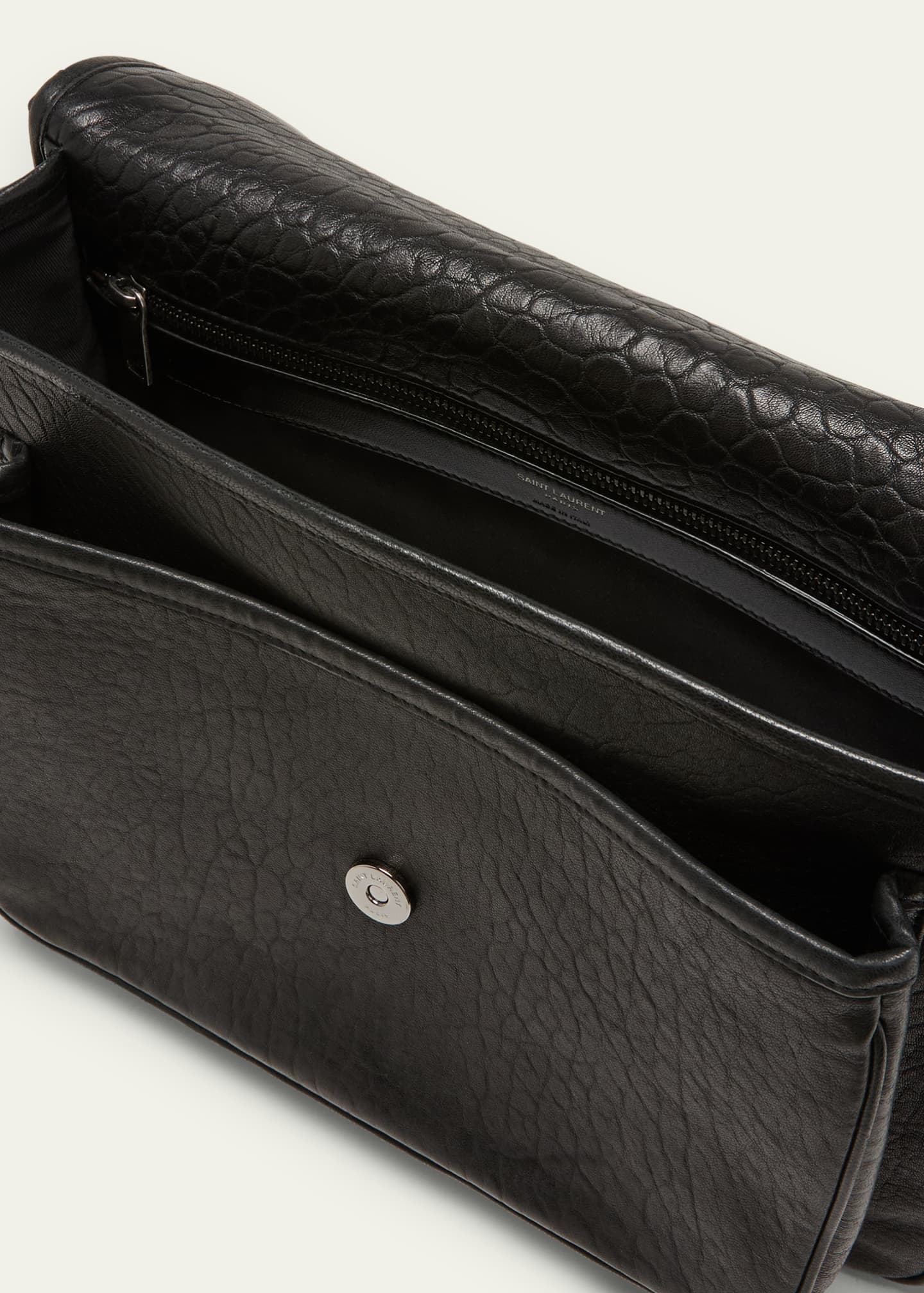 Saint Laurent Men's Niki YSL Messenger Bag in Grained Leather Image 4 of 5