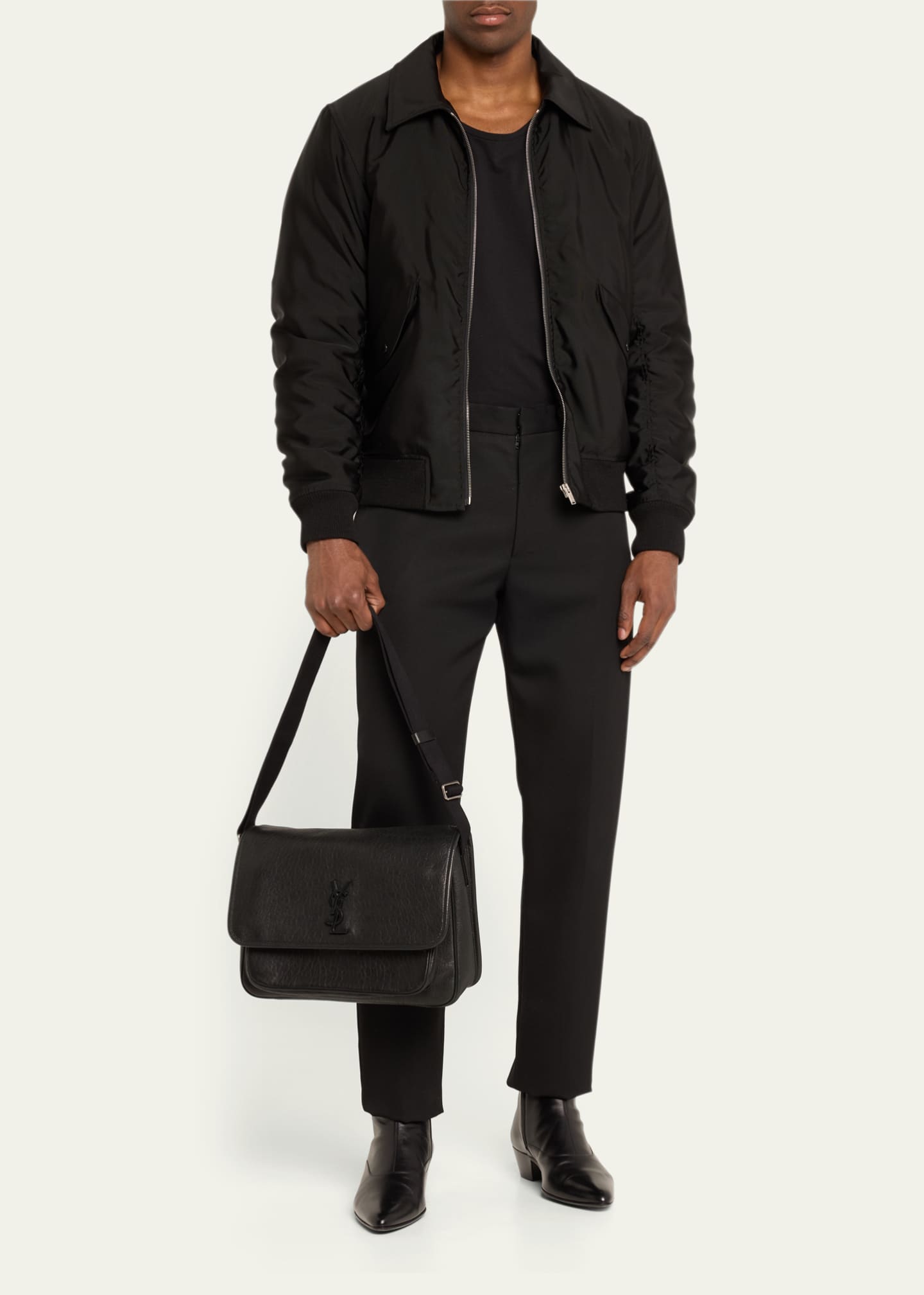 Saint Laurent Men's Niki YSL Messenger Bag in Grained Leather Image 5 of 5