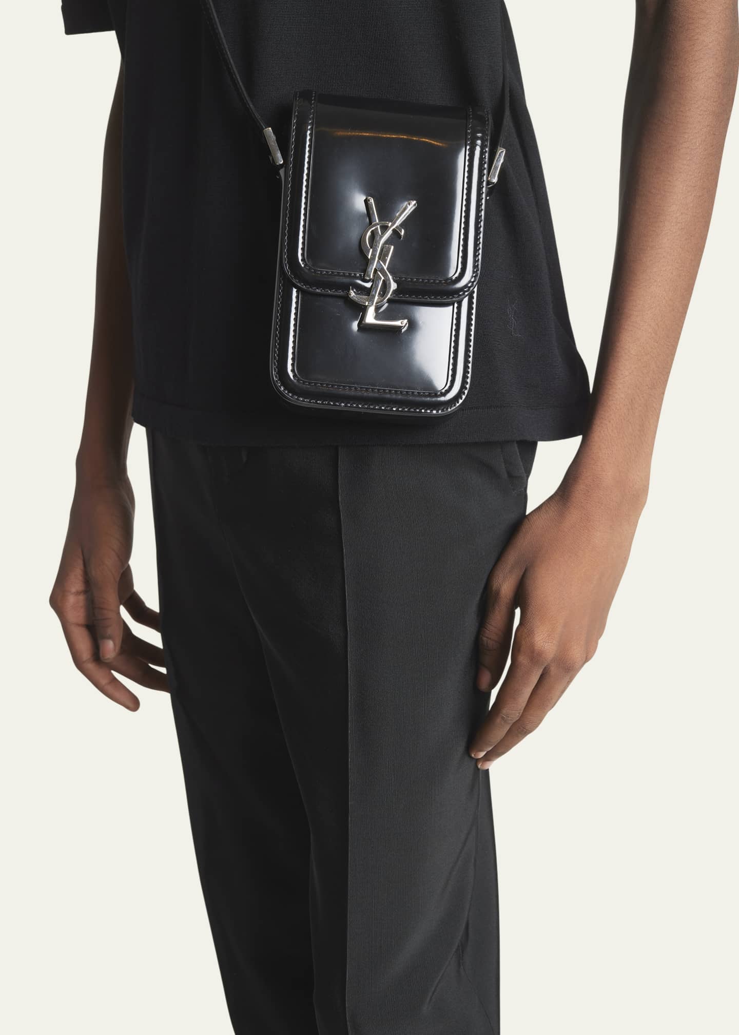 Saint Laurent Men's Solferino Mini Leather Crossbody Bag Image 2 of 5