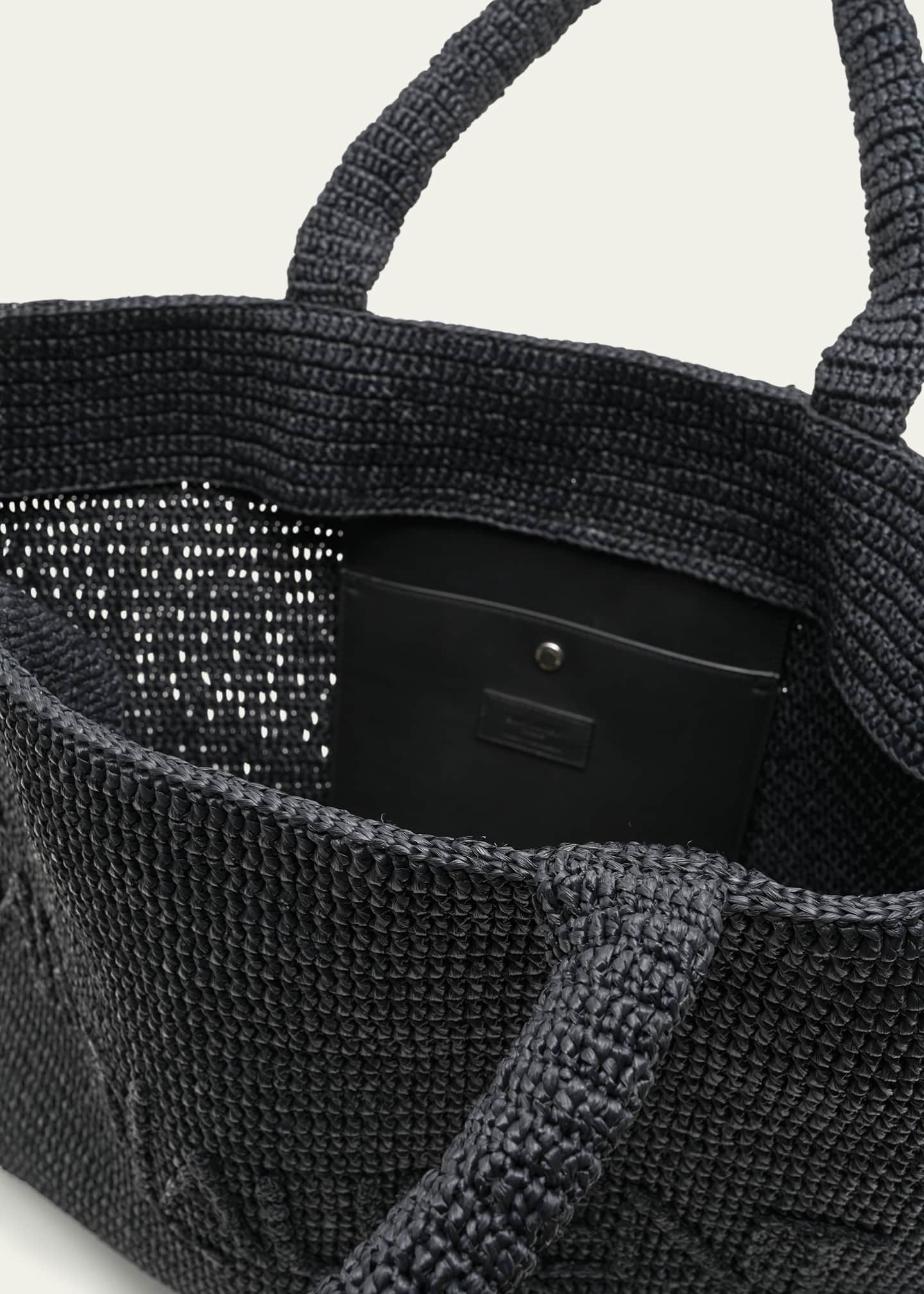 Saint Laurent Men's Tonal Logo Raffia Tote Bag Image 4 of 5