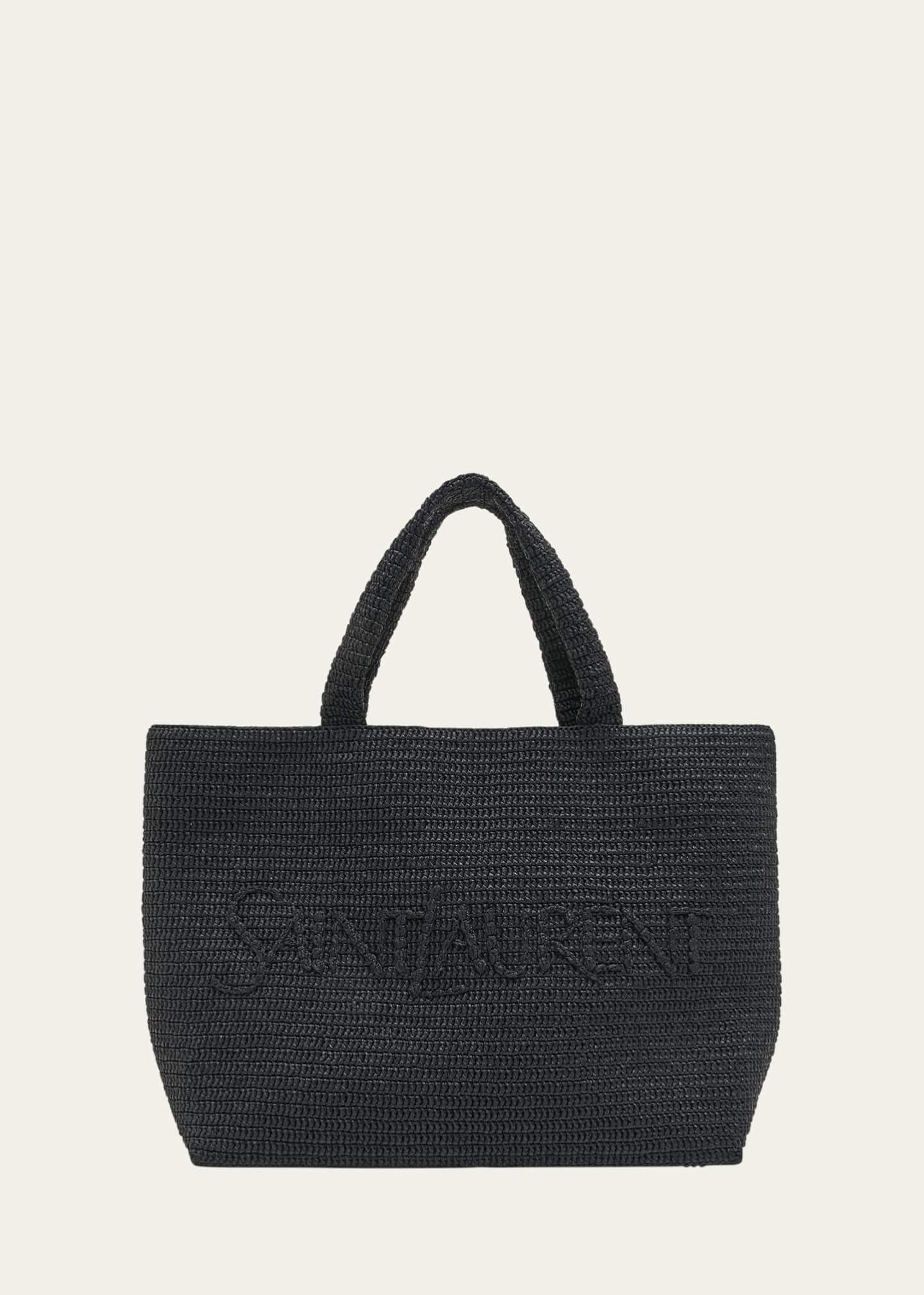 Saint Laurent Men's Tonal Logo Raffia Tote Bag Image 1 of 5