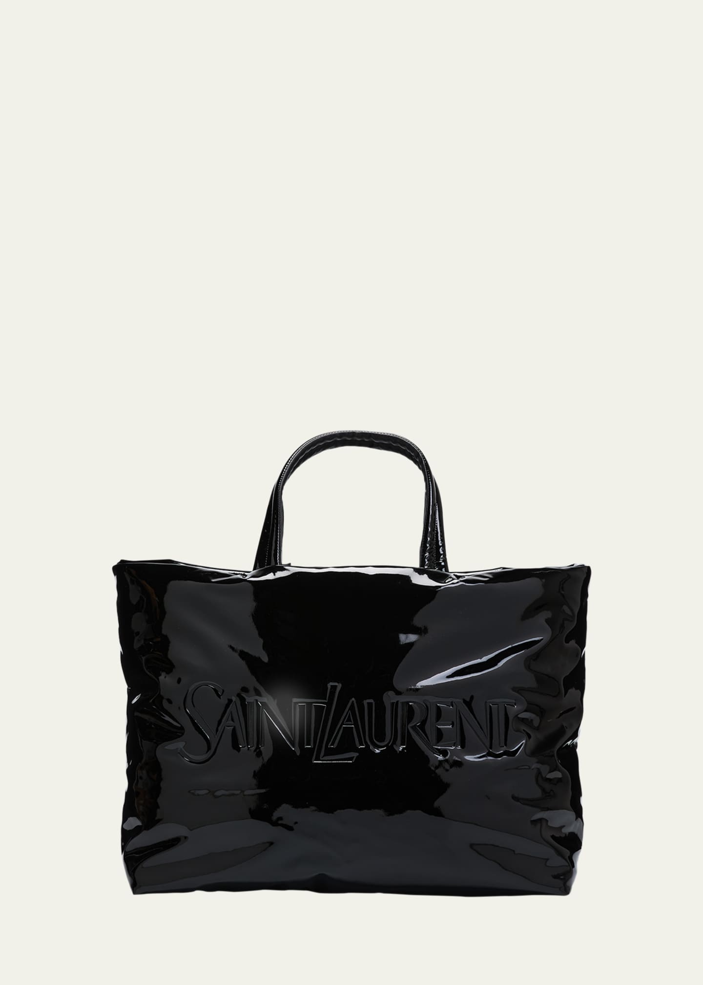Saint Laurent Men's Patent Leather Maxi Tote Bag Image 1 of 5