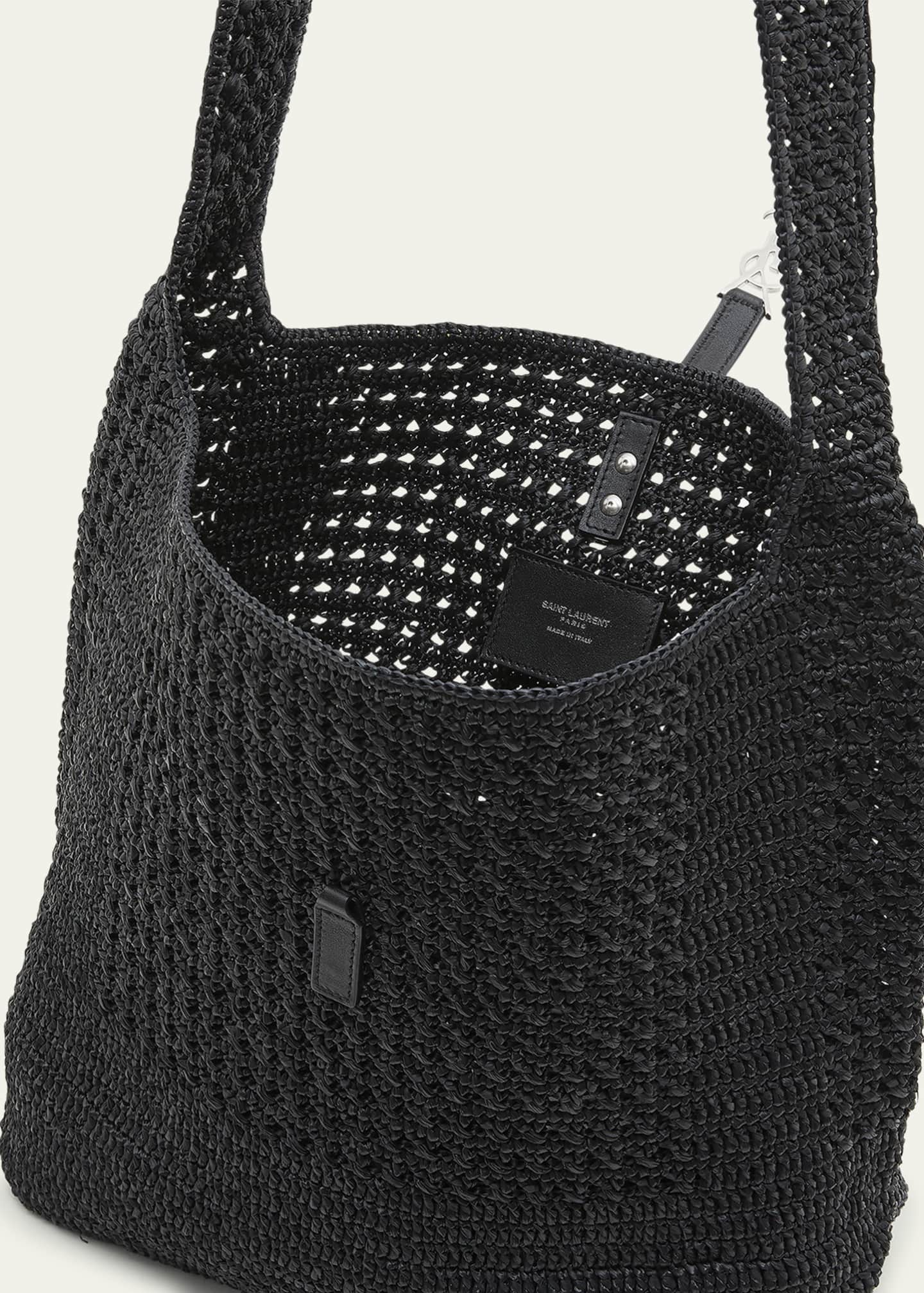 Saint Laurent Men's LE 5 A 7 Raffia Hobo Bag Image 4 of 5