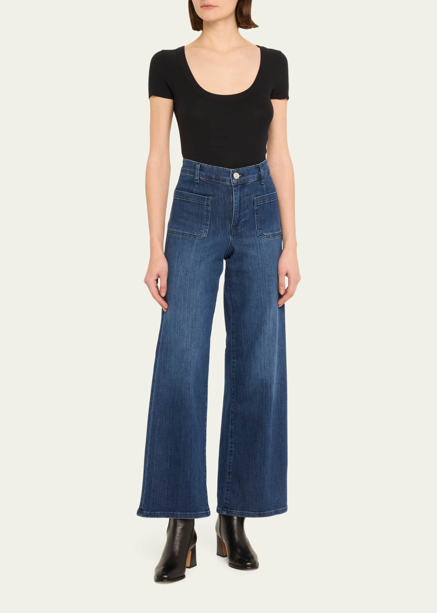 FRAME Le Slim Palazzo Bardot Pocket Jeans - Bergdorf Goodman